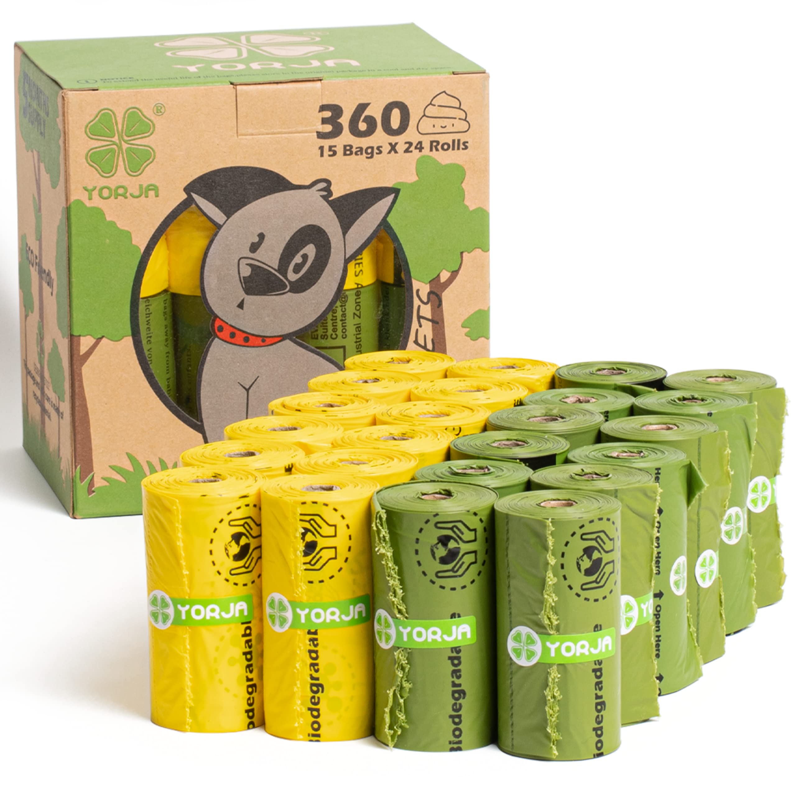 Hundekotbeutel biologisch abbaubare kotbeutel für hunde, 360 Stück, auslaufsicher,extra groß,dick und stark