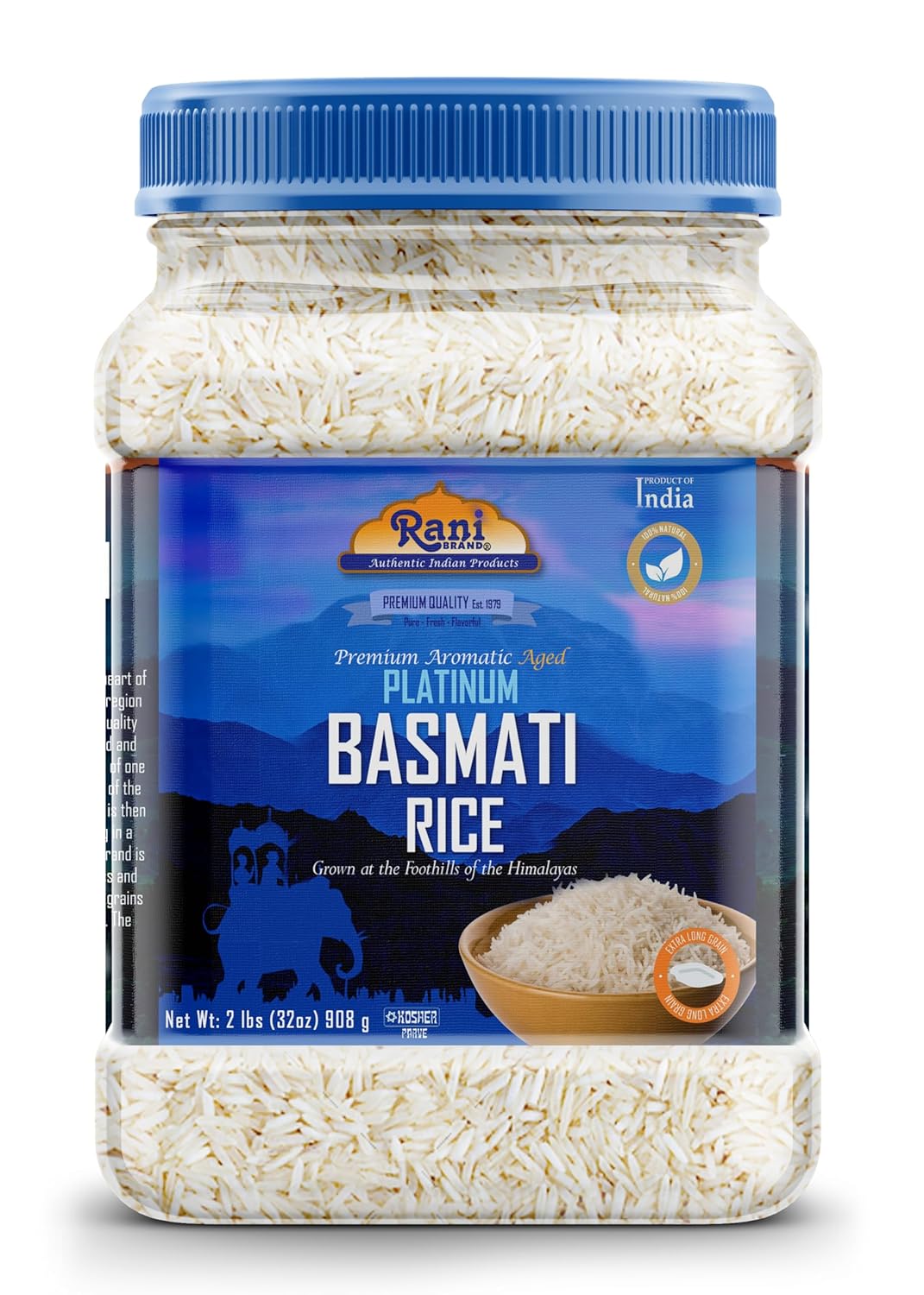 Rani Platinum White Basmati Rice Extra Long Aged 10-Pound Bag, 160oz (10lbs) 4.53kg ~ All Natural | Gluten Friendly | Vegan | Indian Origin | Kosher | Export Quality