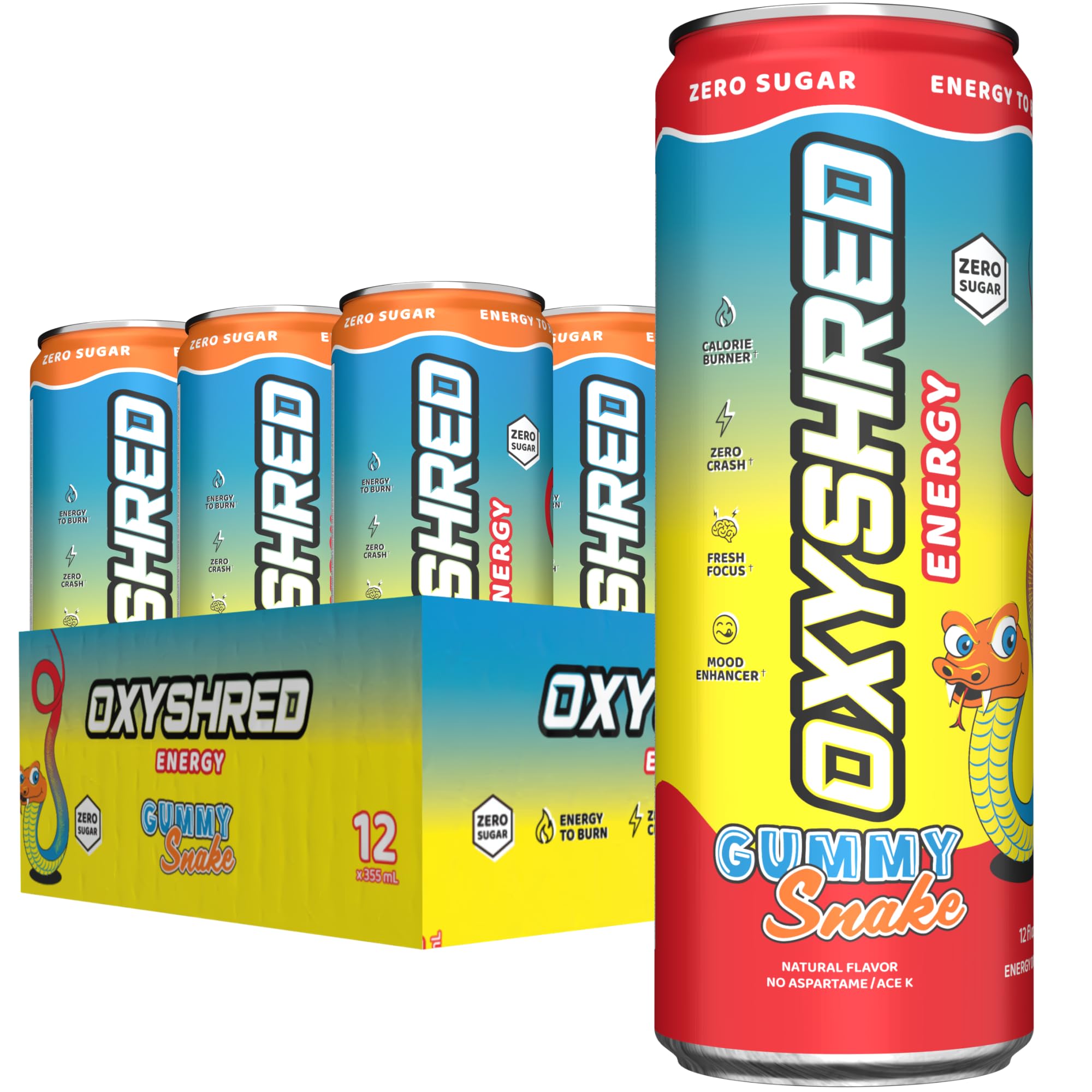 EHP Labs OxyShred Healthy Energy Drink - Zero Sugar Energy Drinks with Amino Acids, Green Tea Extract, Vitamin C & L-Carnitine - Zero Carbs, Zero Calories, Clean Caffeine, Bahama Breeze (12-Pack)