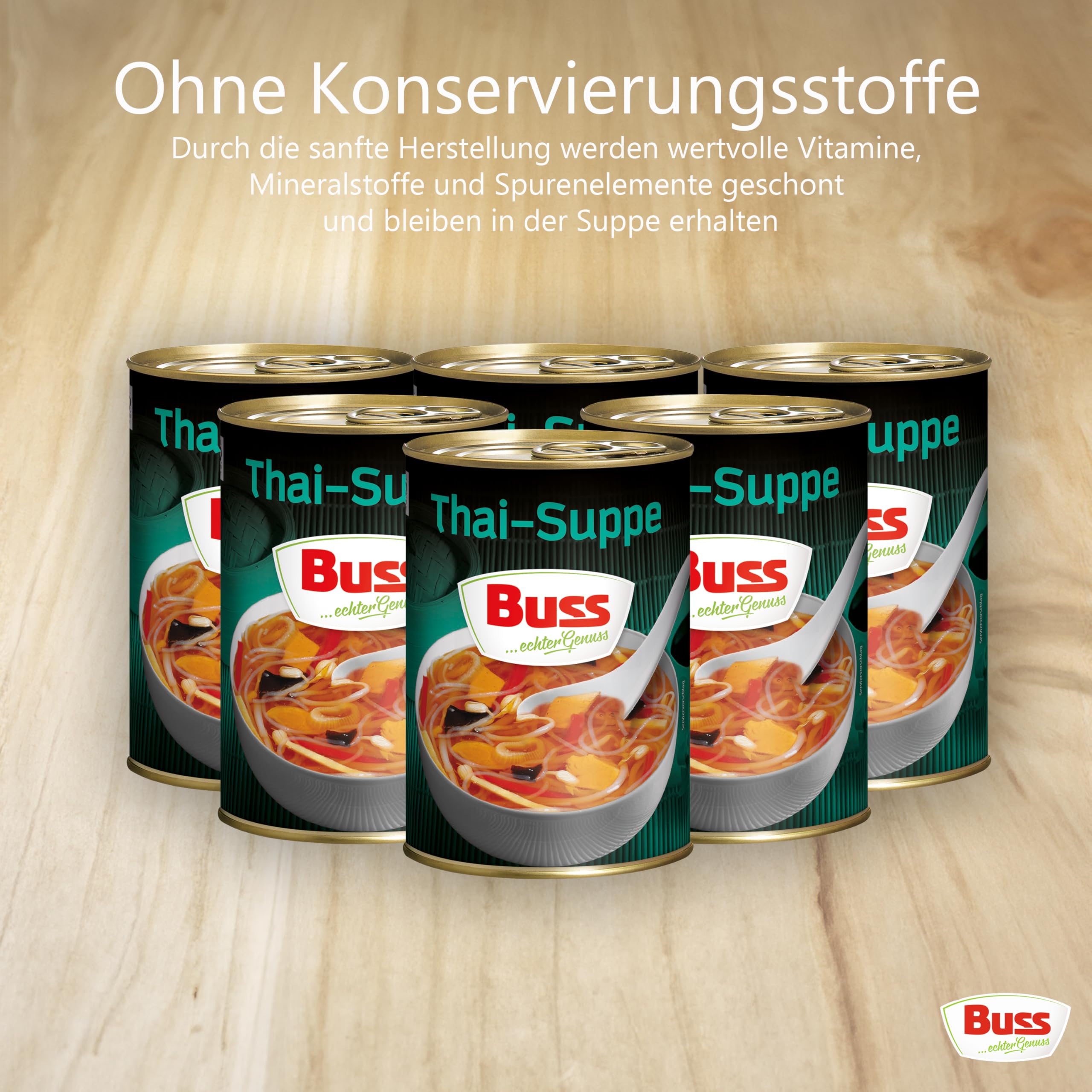 Buss Asia Suppen - Bihunsuppe Original nach indonesischer Art - Milde Asia Suppe mit Paprika, Hühnerfleisch und Glasnudeln - Schnelle Fertiggerichte zum Aufwärmen in Mikrowelle & Topf - 12 x 400g