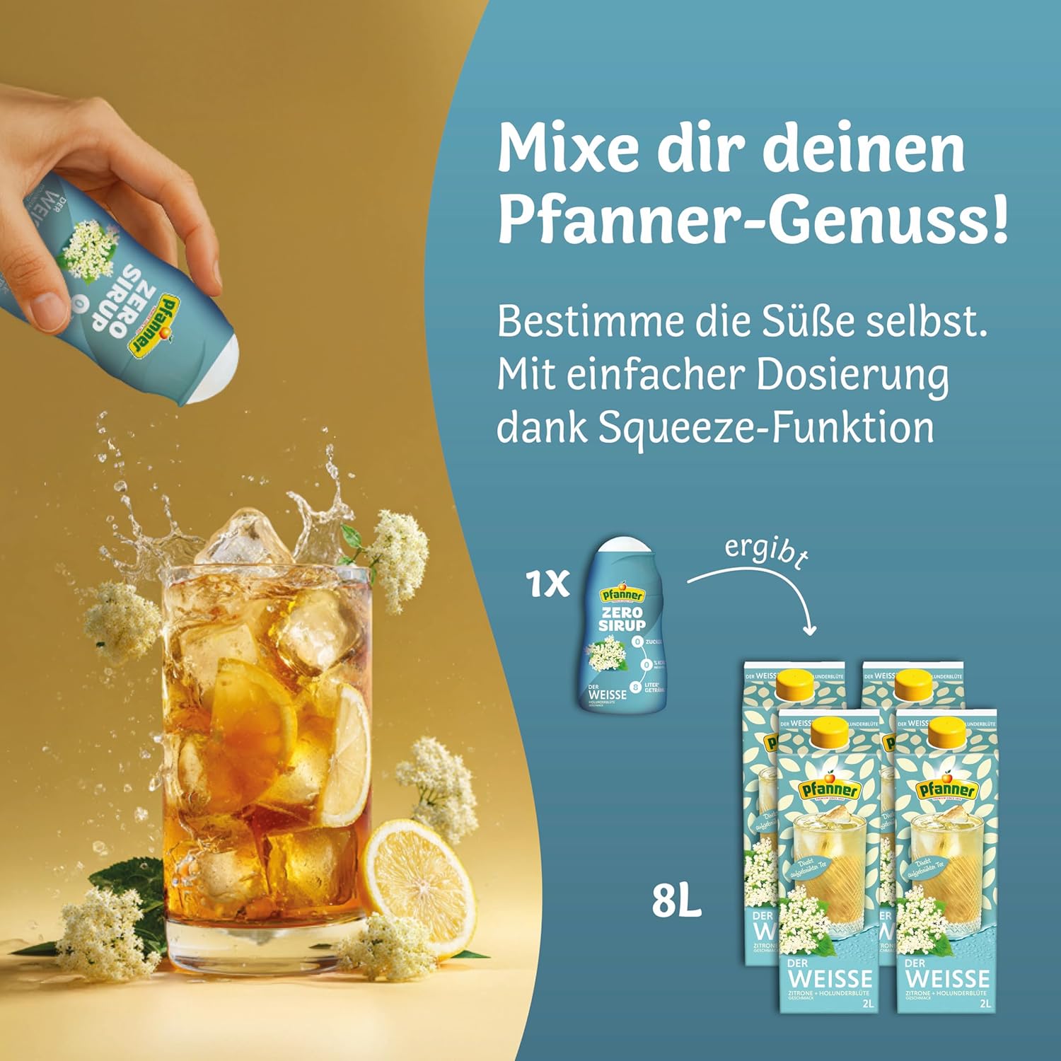 Pfanner Zero Sirup Ice Tea Pfirsich (1 x 57 ml) – Zuckerfreier Getränkesirup für 8 L Eistee – kalorienfrei & ohne Zucker – Pfanner Eistee Geschmack