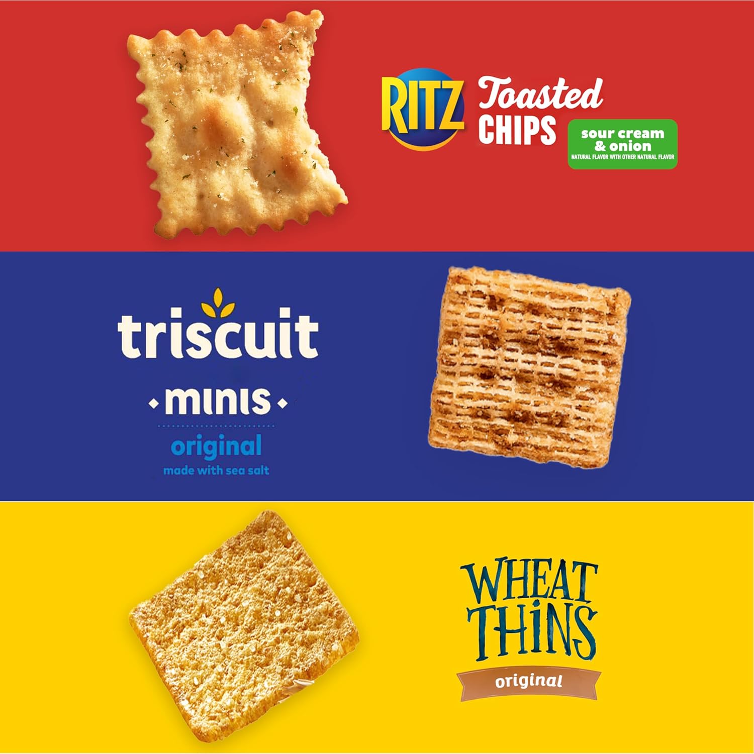 Nabisco Cracker Variety Pack, RITZ Toasted Chips, Wheat Thins Snacks Whole Grain Wheat Crackers and Triscuit Minis Whole Grain Wheat Vegan Crackers, 40 Snack Packs
