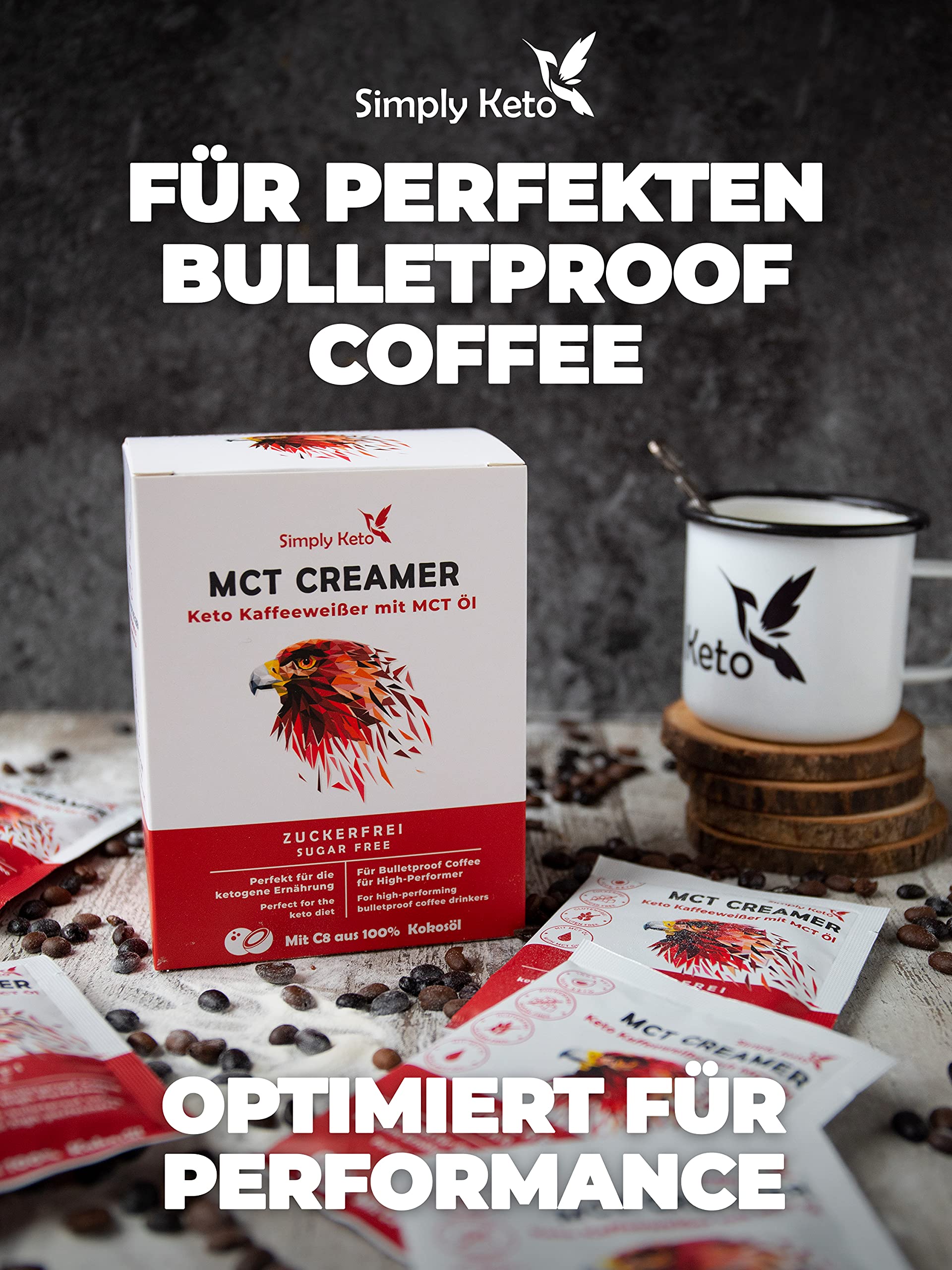 Simply Keto Keto Creamer Vorratsdose 450g - Ohne Zuckerzusatz ketogener Kaffeeweißer für leckeren Milchkaffee - Mit Kokosöl & Weidebutter - Ohne Zucker & Kohlenhydrate - Optimiert für Geschmack