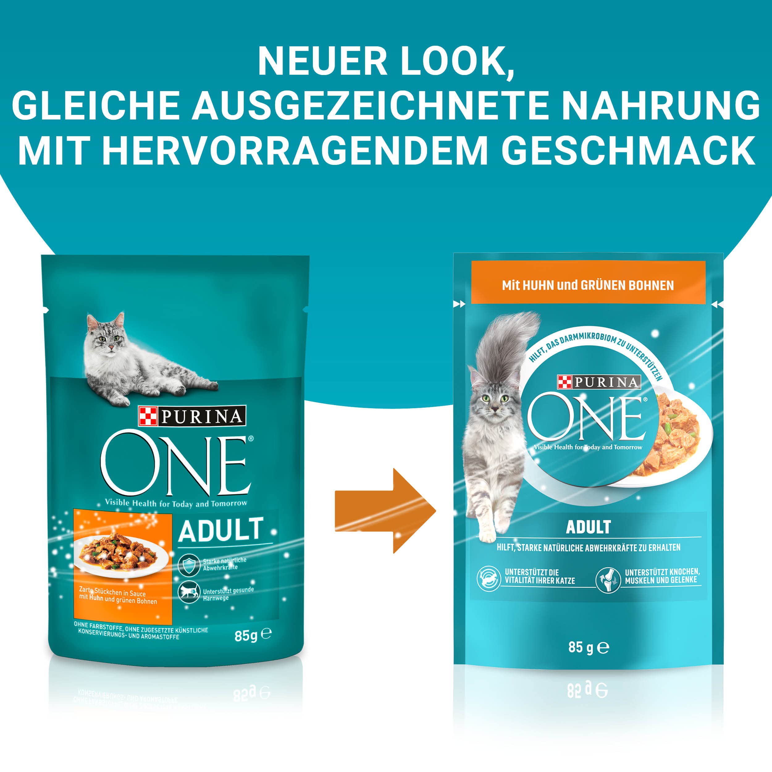 PURINA ONE Adult Katzenfutter nass, Sorten-Mix, 40er Pack (40 x 85g)