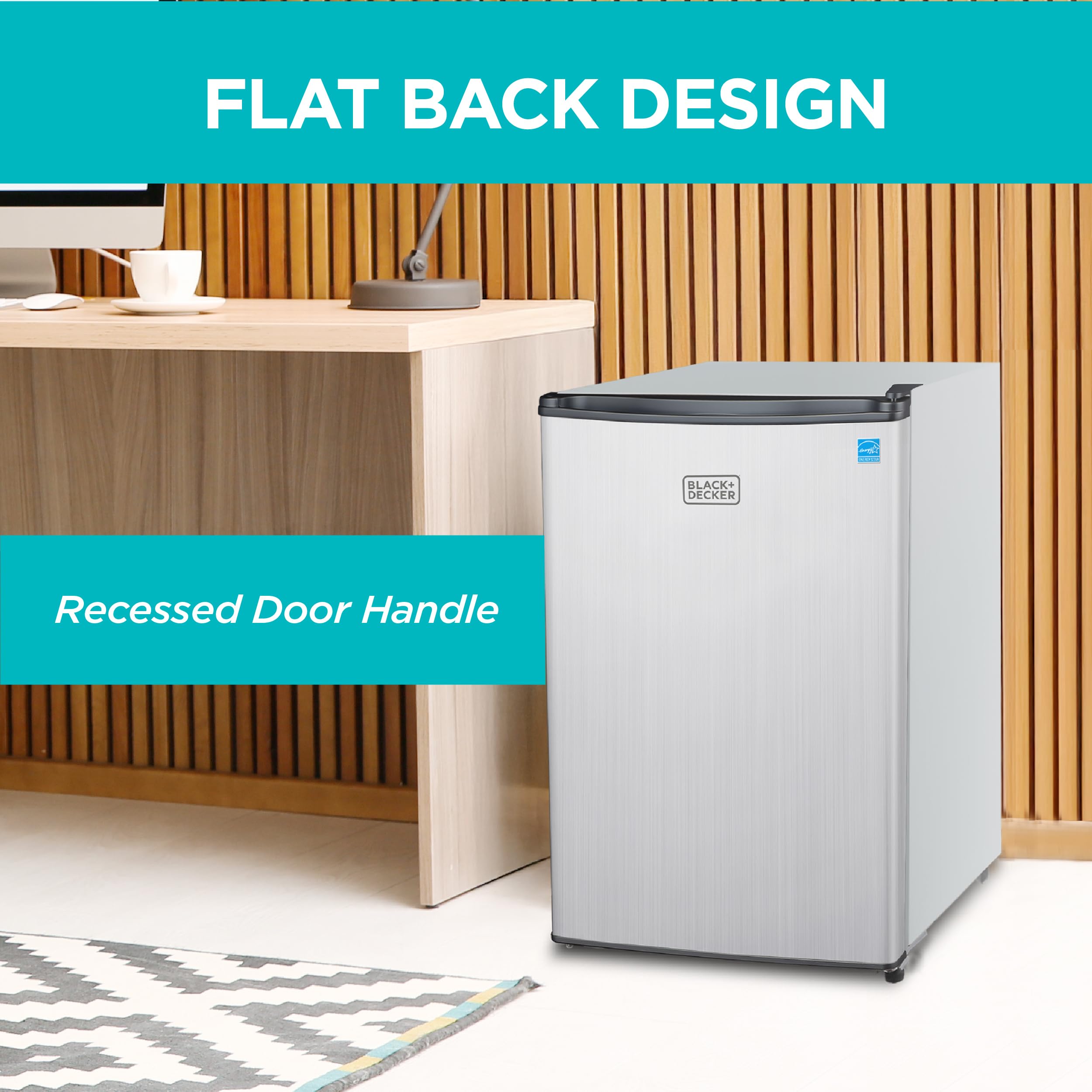 BLACK+DECKER 1.7 Cu. Ft. Compact Refrigerator, ENERGY STAR Certified, Single Door Mini Fridge with Chiller Compartment, Personal Fridge for Home or Dorm Room, R600a Refrigerant, BCRK17W, White