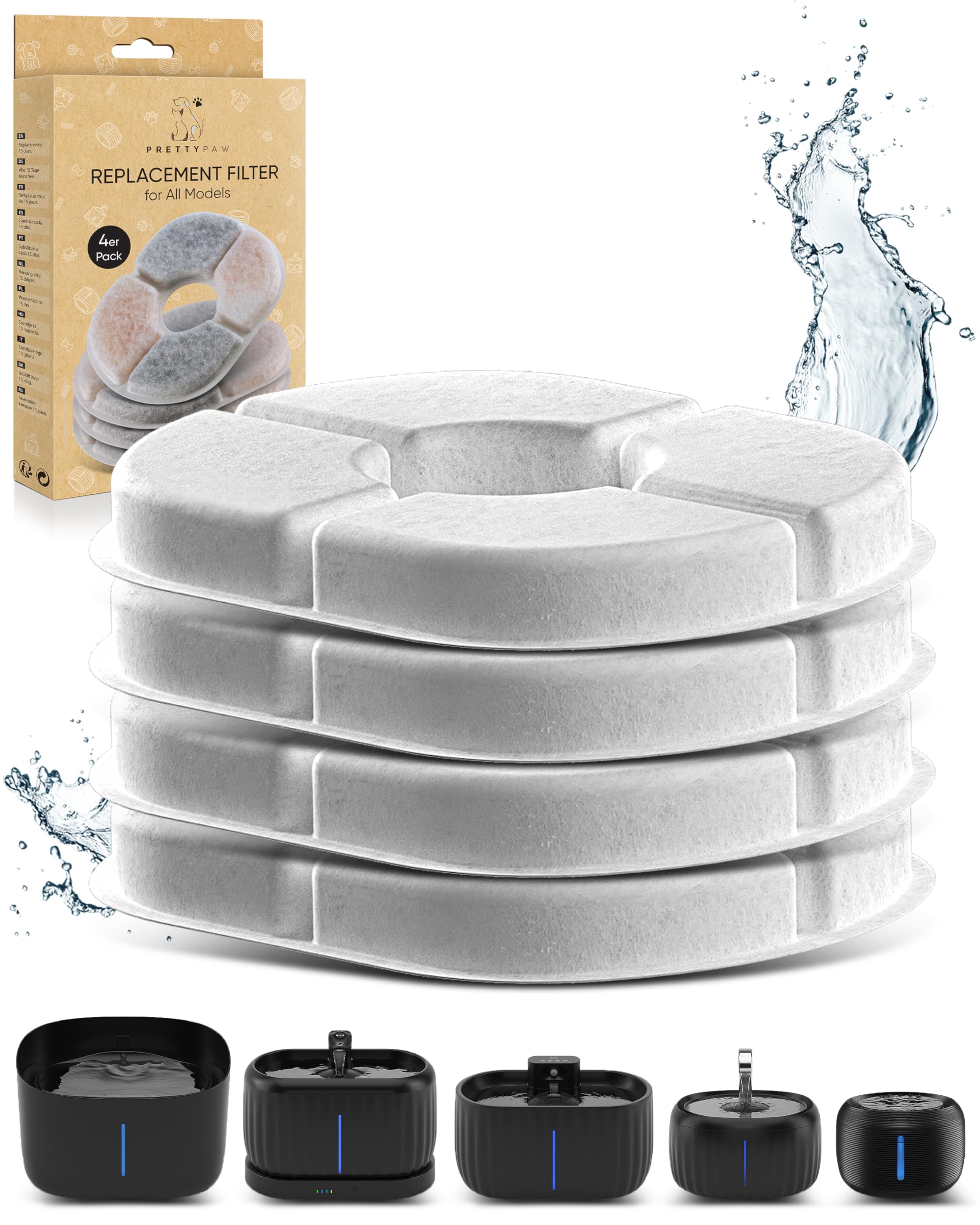 Pretty Paw Trinkbrunnen für Katze – Flüsterleiser 2,5L Katzenbrunnen mit LED & Aktivkohlefilter - BPA-frei & leicht zu reinigen - Hochwertige Lösung zum fairen Preis - KatzenOase Pro