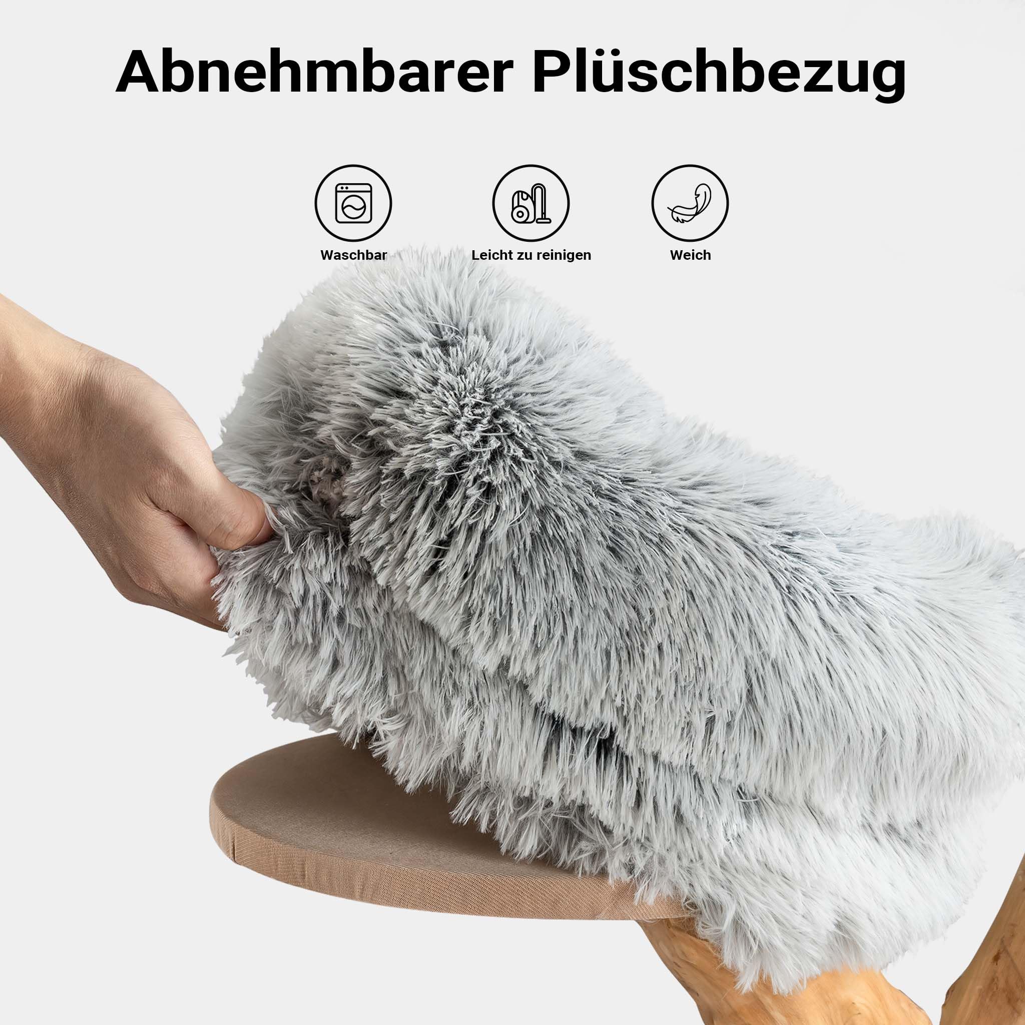 Fudajo Designer Kratzbaum mit Hängeliege, Katzenkratzbaum 59 x 59 x 169 cm, Katzenbaum bis max. 15 kg mit Sisal und Plüsch, Katzenmöbel mit 3 Etagen