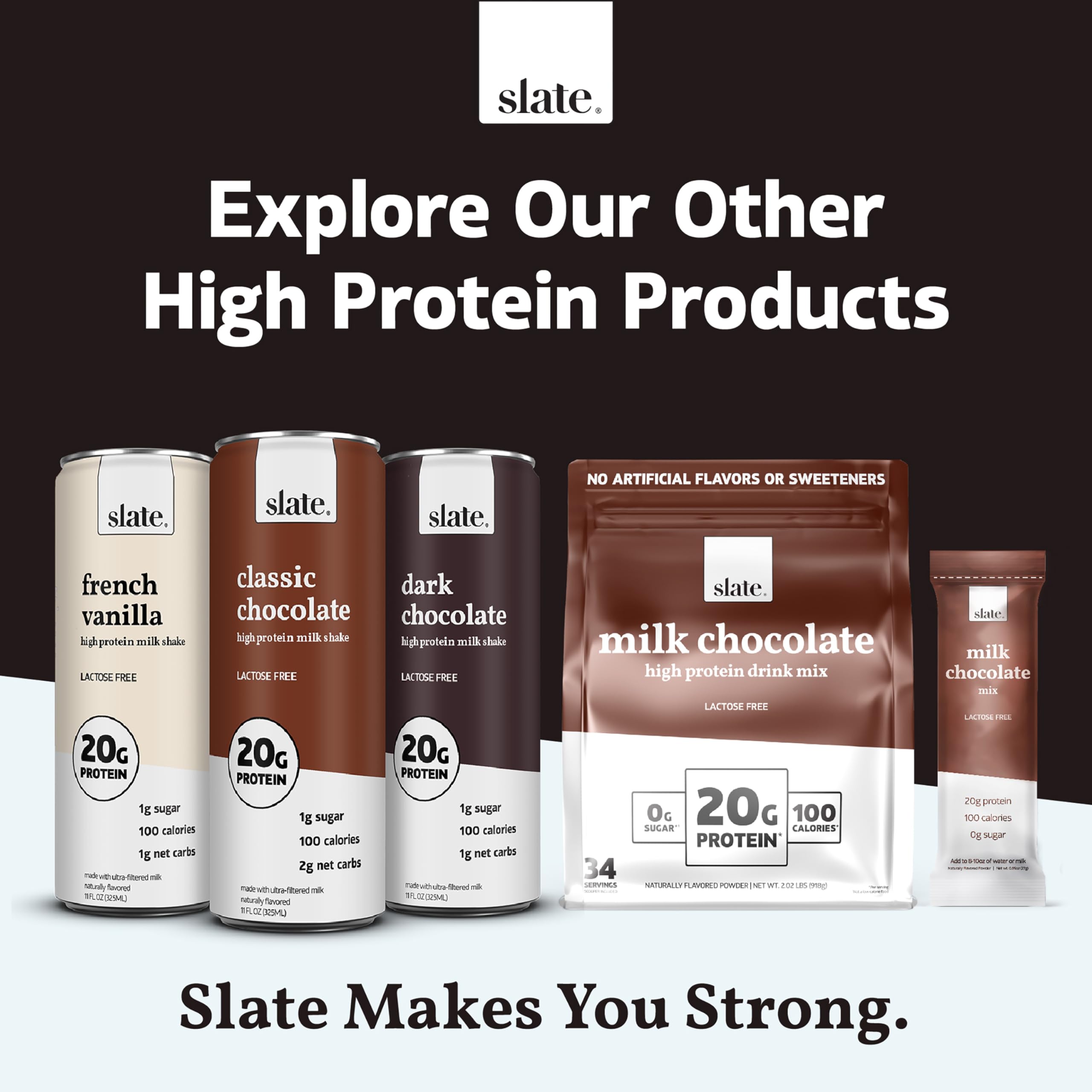Slate Milk - High Protein Milkshake - French Vanilla - Lactose-Free, 20g Protein, 1g Sugar, 100 Calories, 1g Net Carbs, No Added Sugar - Natural, Breakfast Boost, Post Workout - 11 fl oz, 12 Cans