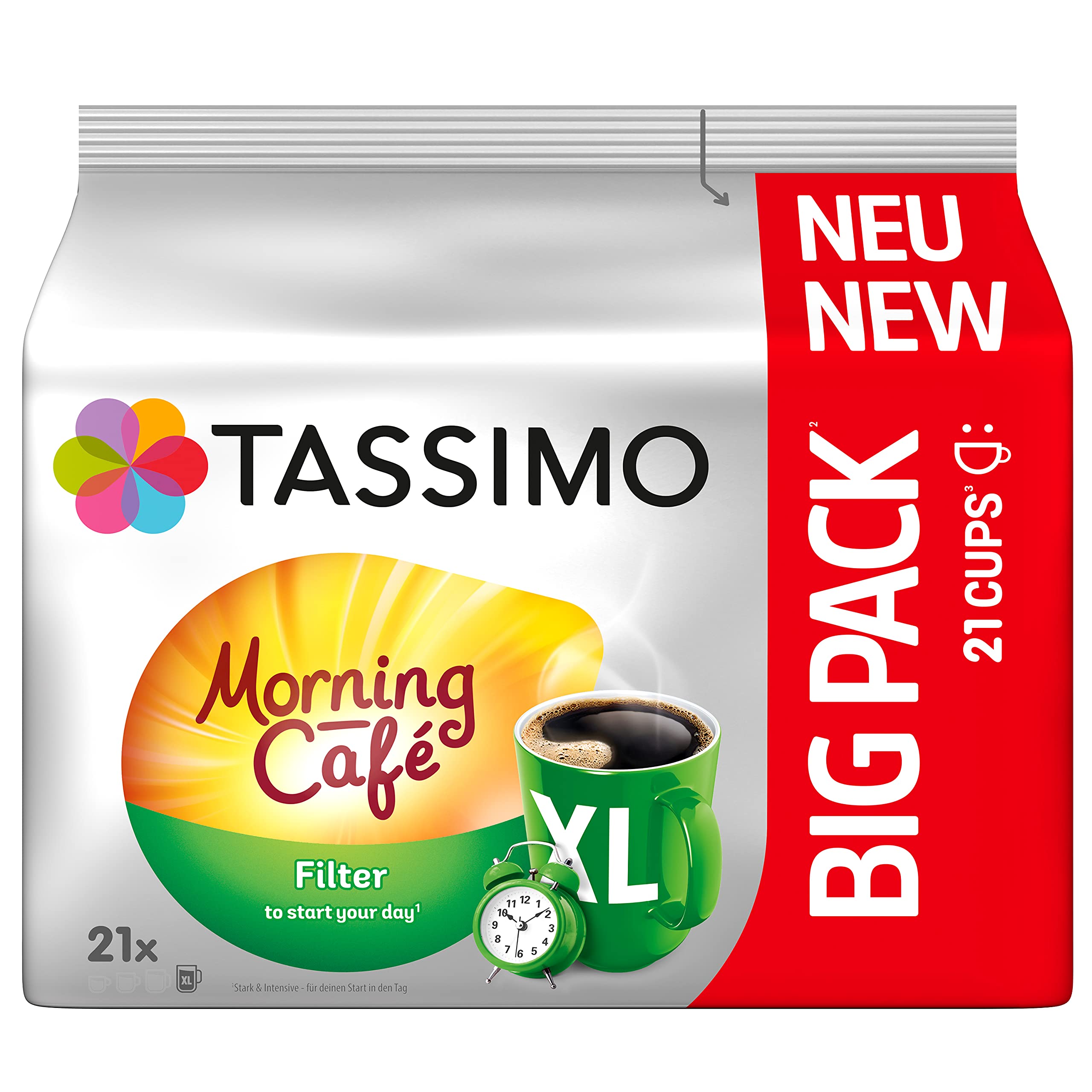 Tassimo Kapseln Morning Café XL Strong & Intense, Big Pack, 5 x 21 Pads, 105 Kaffeekapseln