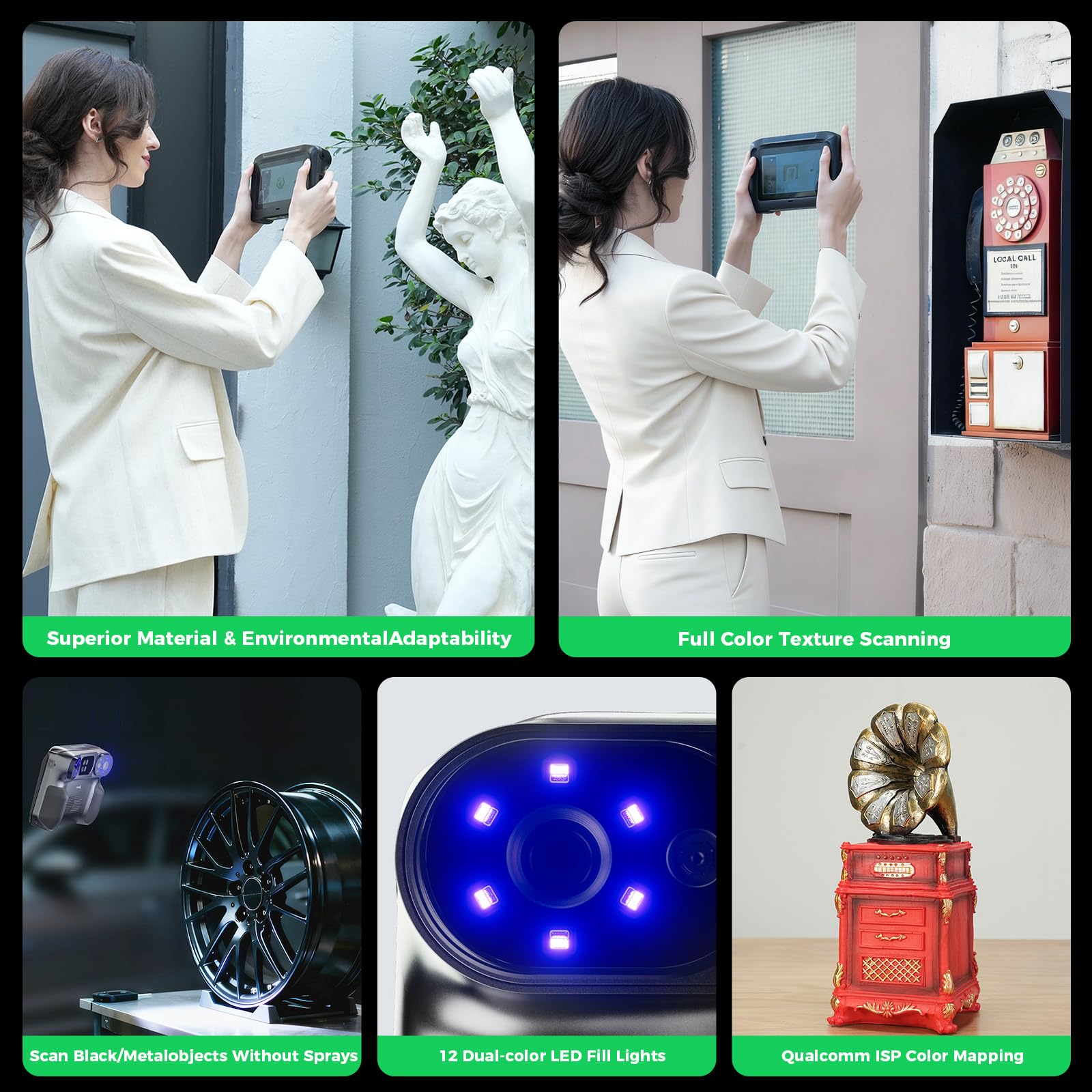 Creality Sermoon S1 3D Scanner, High-Precision 0.02mm Metrology-Grade 3D Scanner for 3D Printing with Blue/IR Laser, Exclusive Single-line Deep Hole scanning Technology, Wireless Support