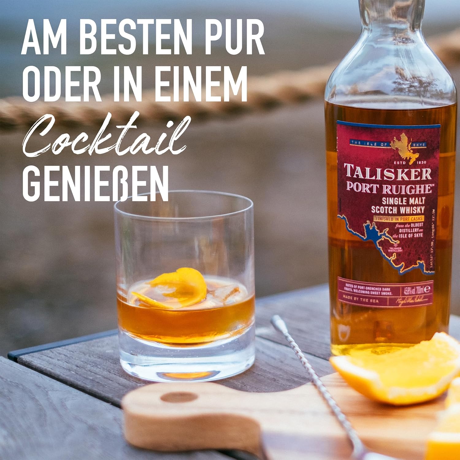 Talisker Port Ruighe - Single Malt Scotch Whisky, handverlesen von der Insel Skye, 45.8 % Vol., 700 ml Einzelflasche