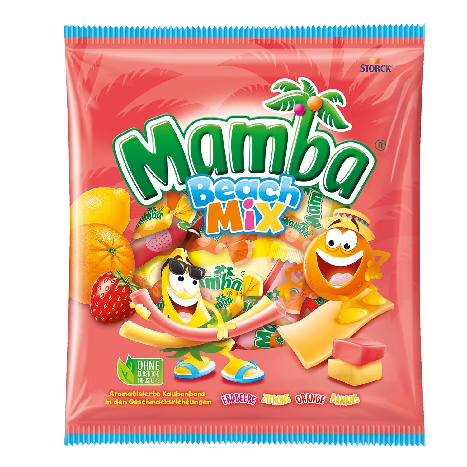 Mamba Beach Mix – 1 x 160g – Fruchtige Kaubonbons mit Mamba Beach Surfer, Mamba Beach Sticks & Mamba Beach Bites – Fruchtgummi Mix einzeln verpackt