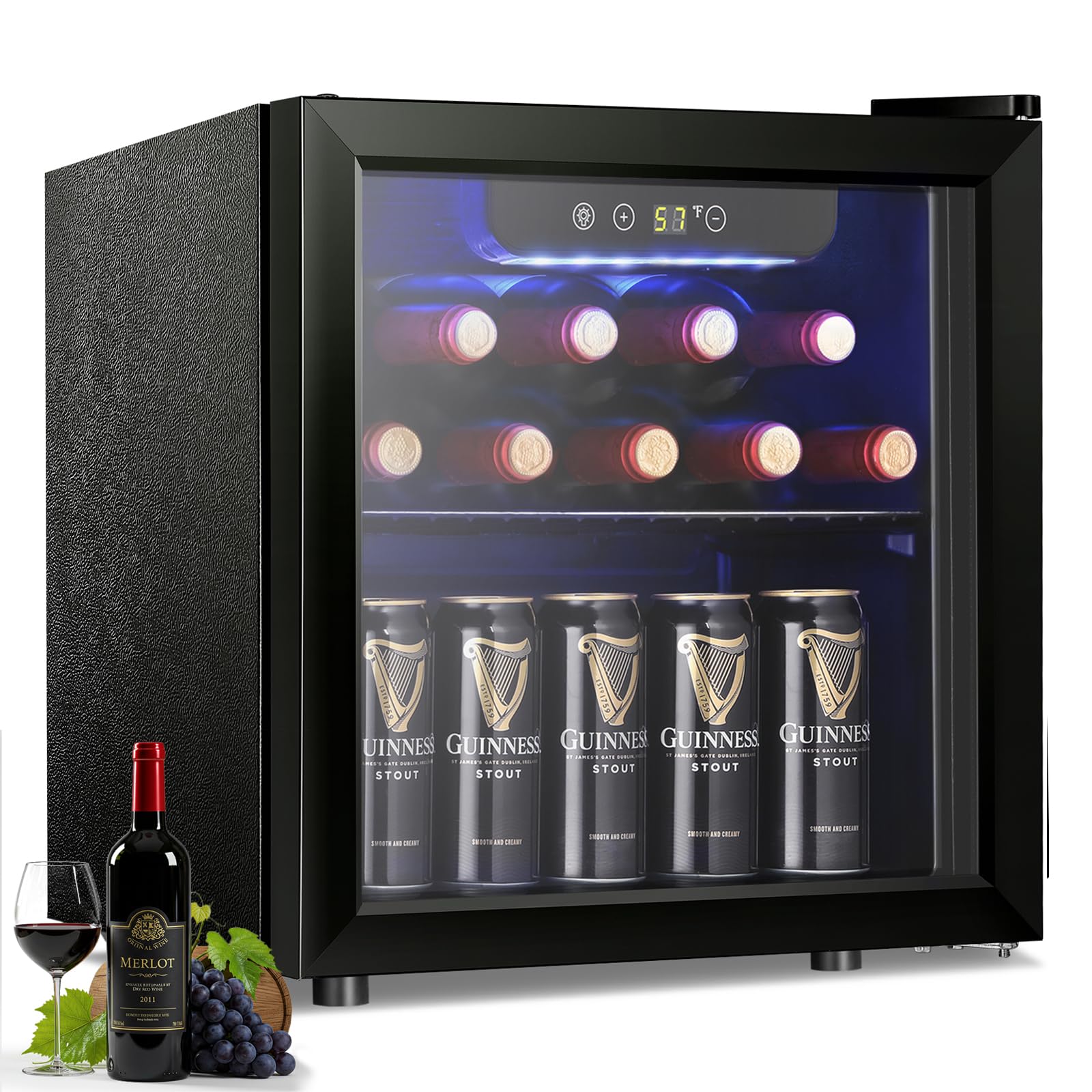 Antarctic Star Wine Cooler, Beverage Refrigerator, 16 Bottle Freestanding Quiet Wine Cellar Front Glass Door for Home and Bar, Digital Temp Control, 1.71 Cu.Ft.