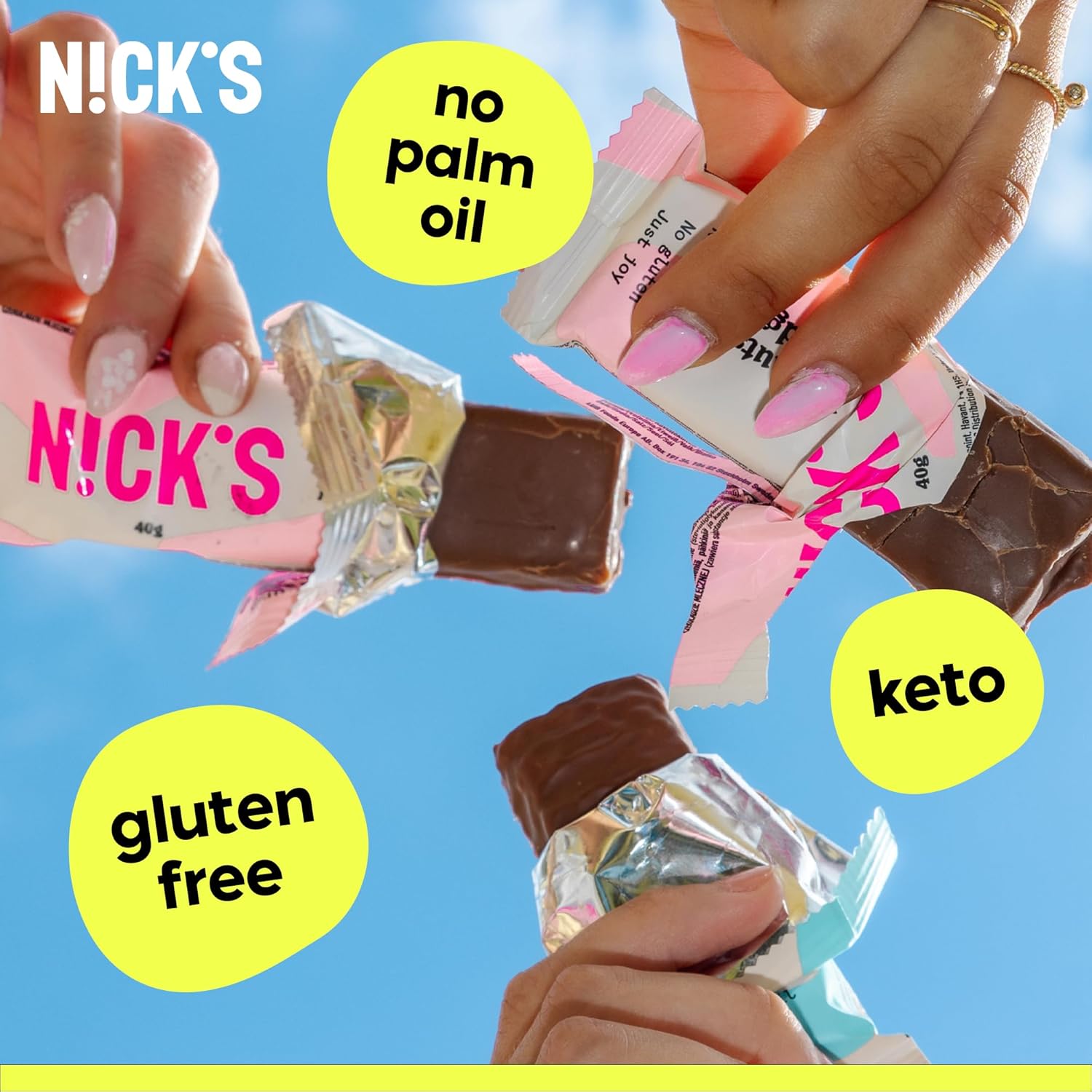 NICKS Keto Riegel Coconut, Schokolade Kokos Snacks, 175 Kalorien, 2 Net carbs, ohne Zuckerzusatz, Glutenfrei, Low carb Süssigkeiten (15x40g)