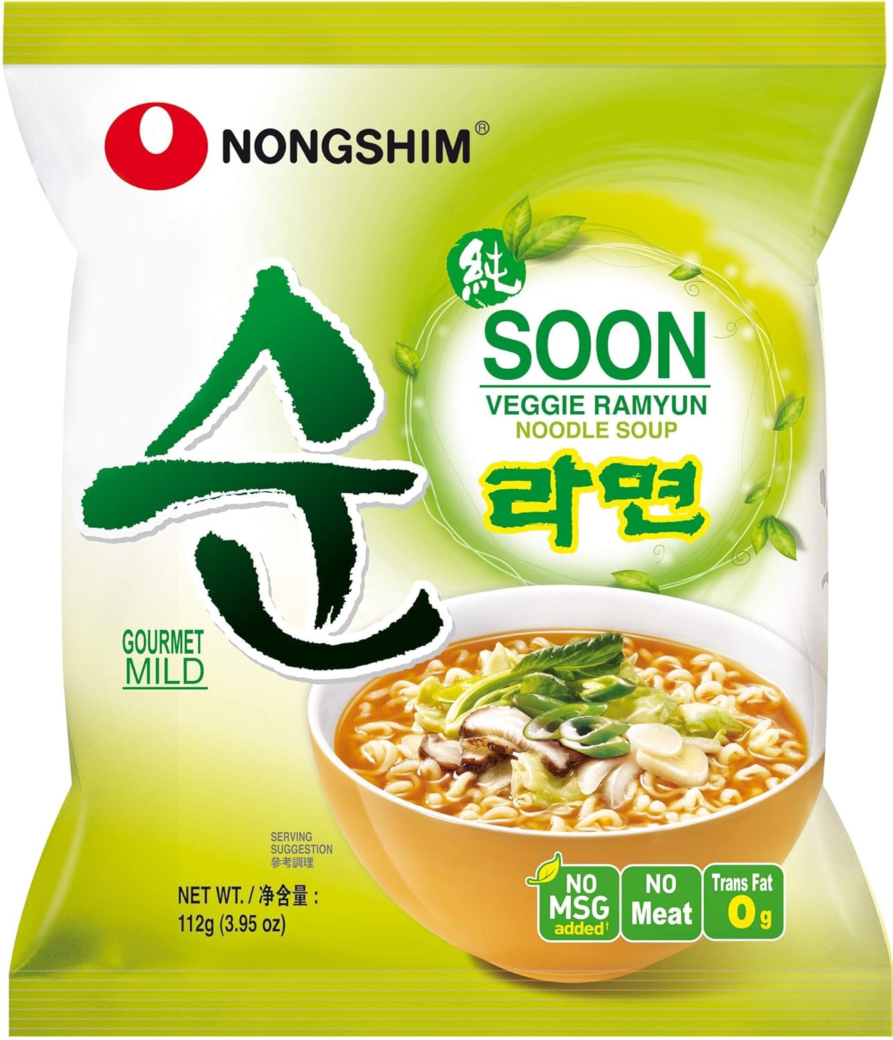 Nong Shim Instantnudeln Soon Veggie Ramyun – Koreanische Gemüse Ramen Suppe mild - schnelle Zubereitung – 20er Vorteilspack à 112g | Multipack