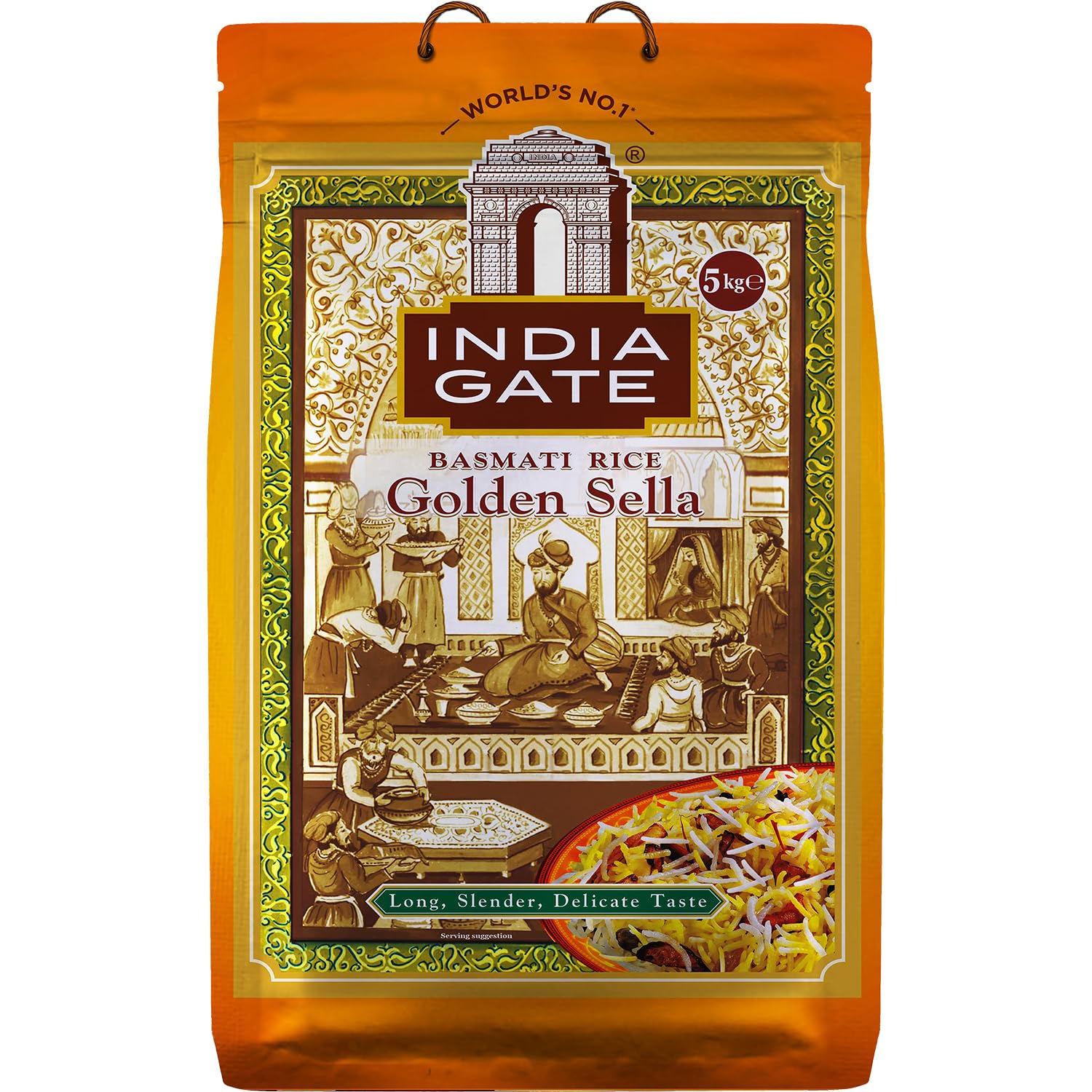 INDIA GATE Premium Basmati Reis – Feiner, aromatischer Langkornreis aus Indien, feines Langkorn (1 x 5 kg)