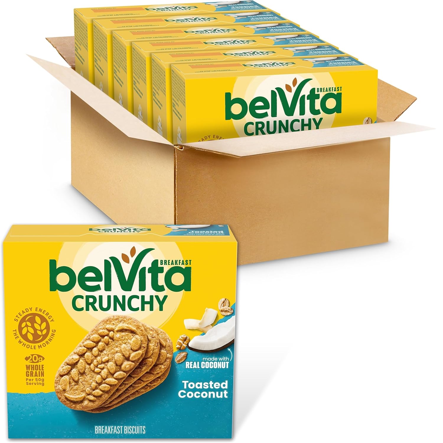 belVita Breakfast Biscuits, Cranberry Orange, 30 Total Packs, 6 Boxes (4 Biscuits Per Pack)