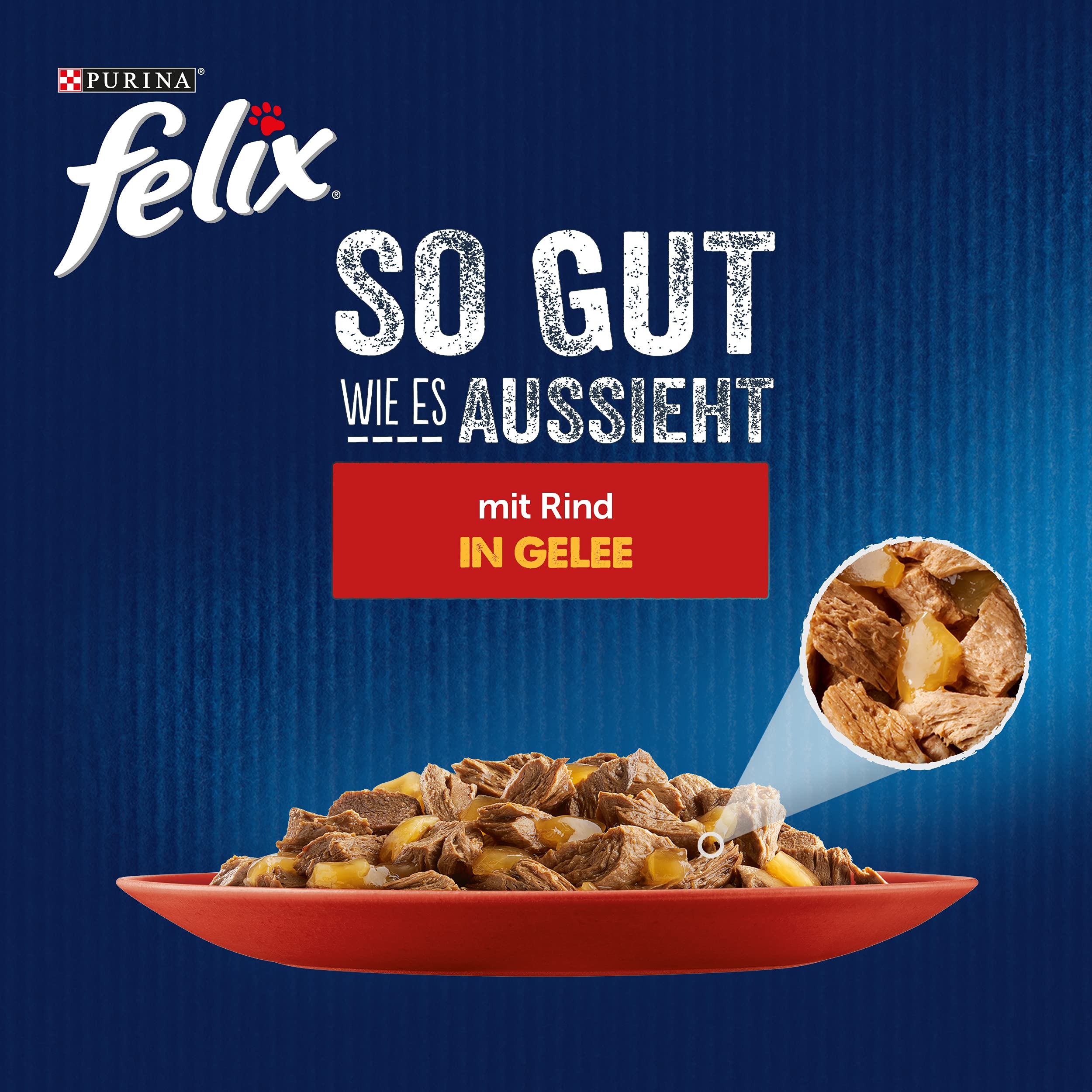 Felix So gut wie es aussieht Katzenfutter nass in Gelee, mit Huhn, 26er Pack (26 x 85g)