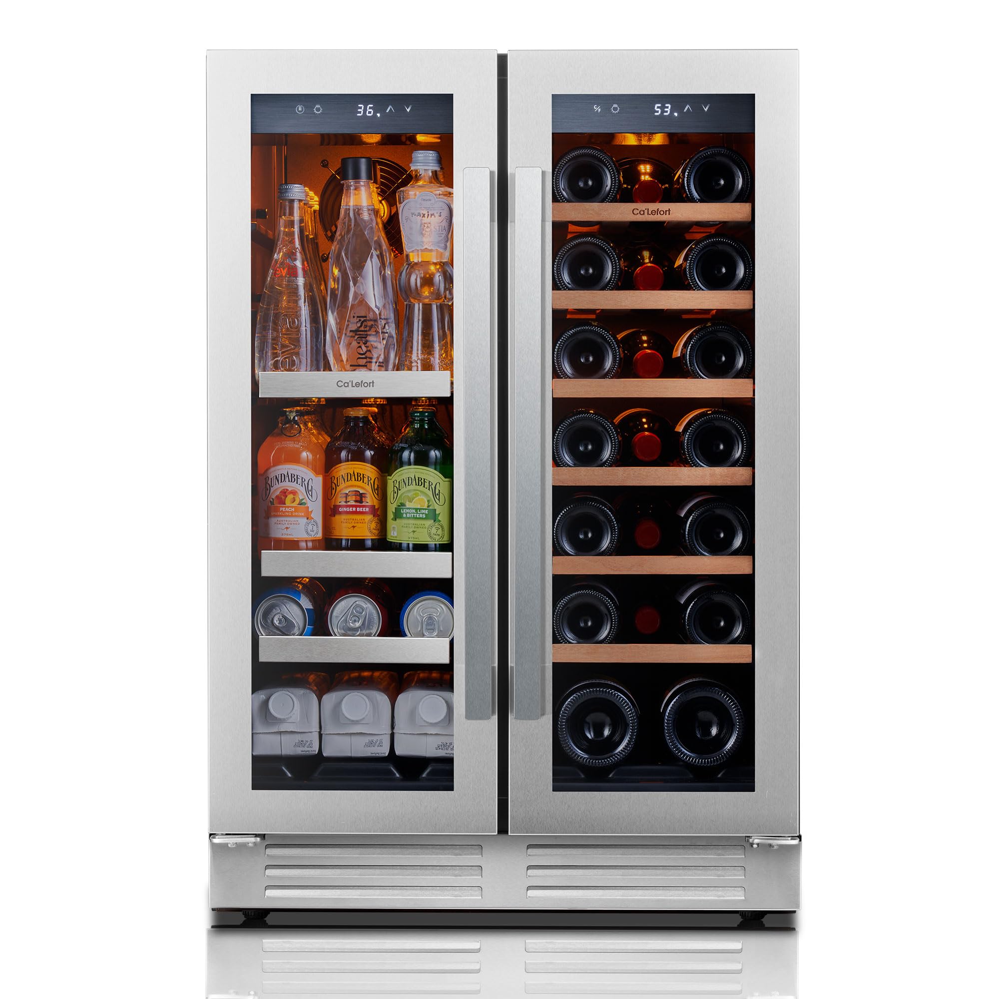 Ca'Lefort 15 Inch Wine Fridge, 33 Bottle Wine Cooler Refrigerator, 40-65°F Wine Refrigerator Glass Door, 3 LED Wine Fridge, Built-in or Freestanding Fridge for Home/Bar/Kitchen (3.0 cu.ft)
