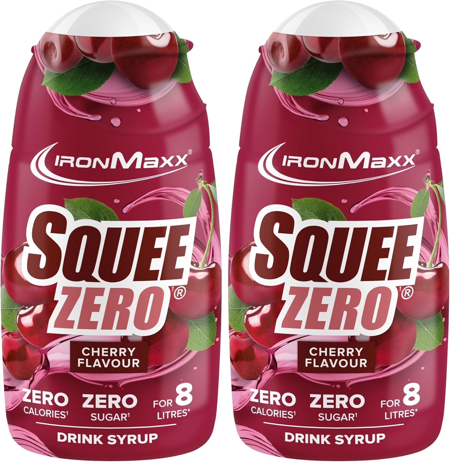 IronMaxx SqueeZero - Raspberry 65ml | Sirup, Erfrischendes Geschmackserlebnis für 8 Liter, Zuckerfrei und Kalorienfrei in 100ml verzehrfertigem Getränk