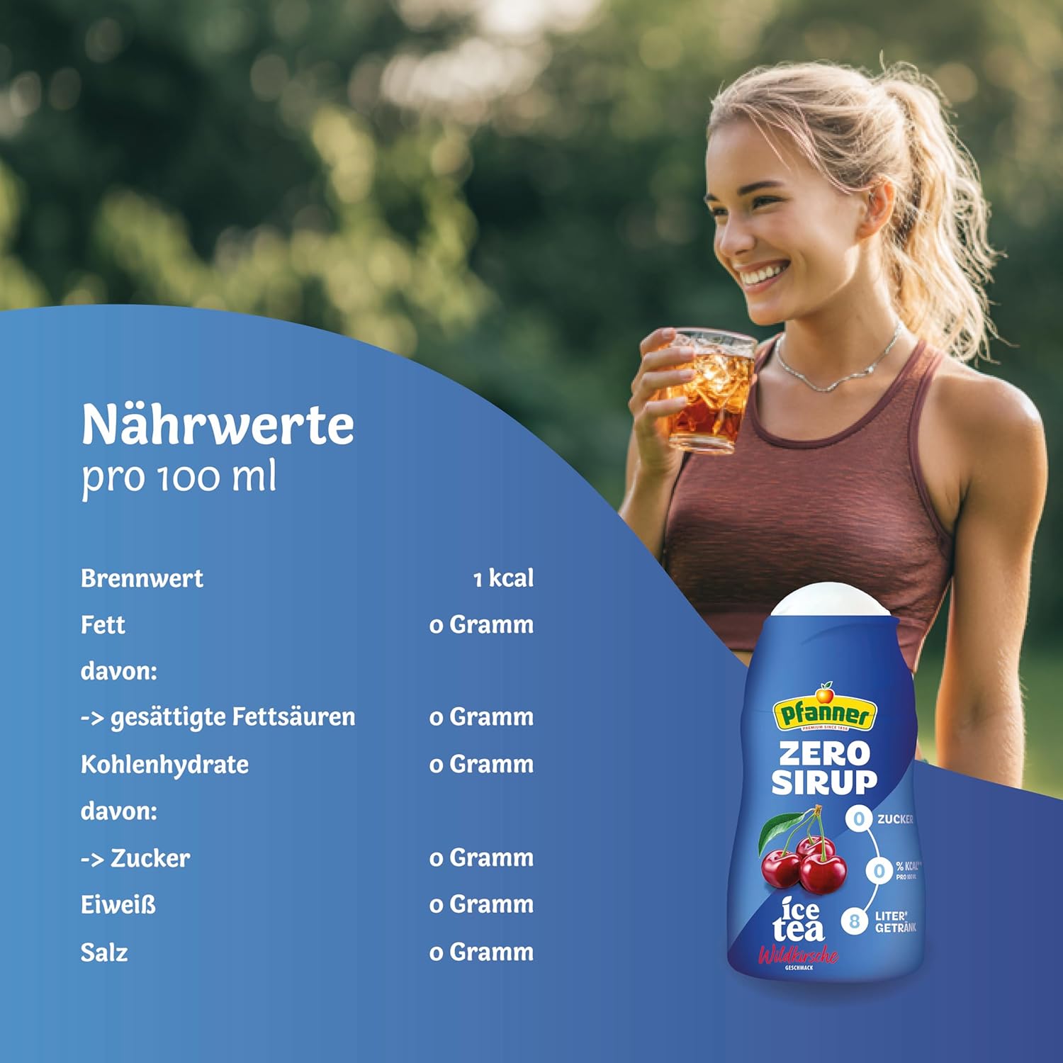 Pfanner Zero Sirup Ice Tea Pfirsich (1 x 57 ml) – Zuckerfreier Getränkesirup für 8 L Eistee – kalorienfrei & ohne Zucker – Pfanner Eistee Geschmack