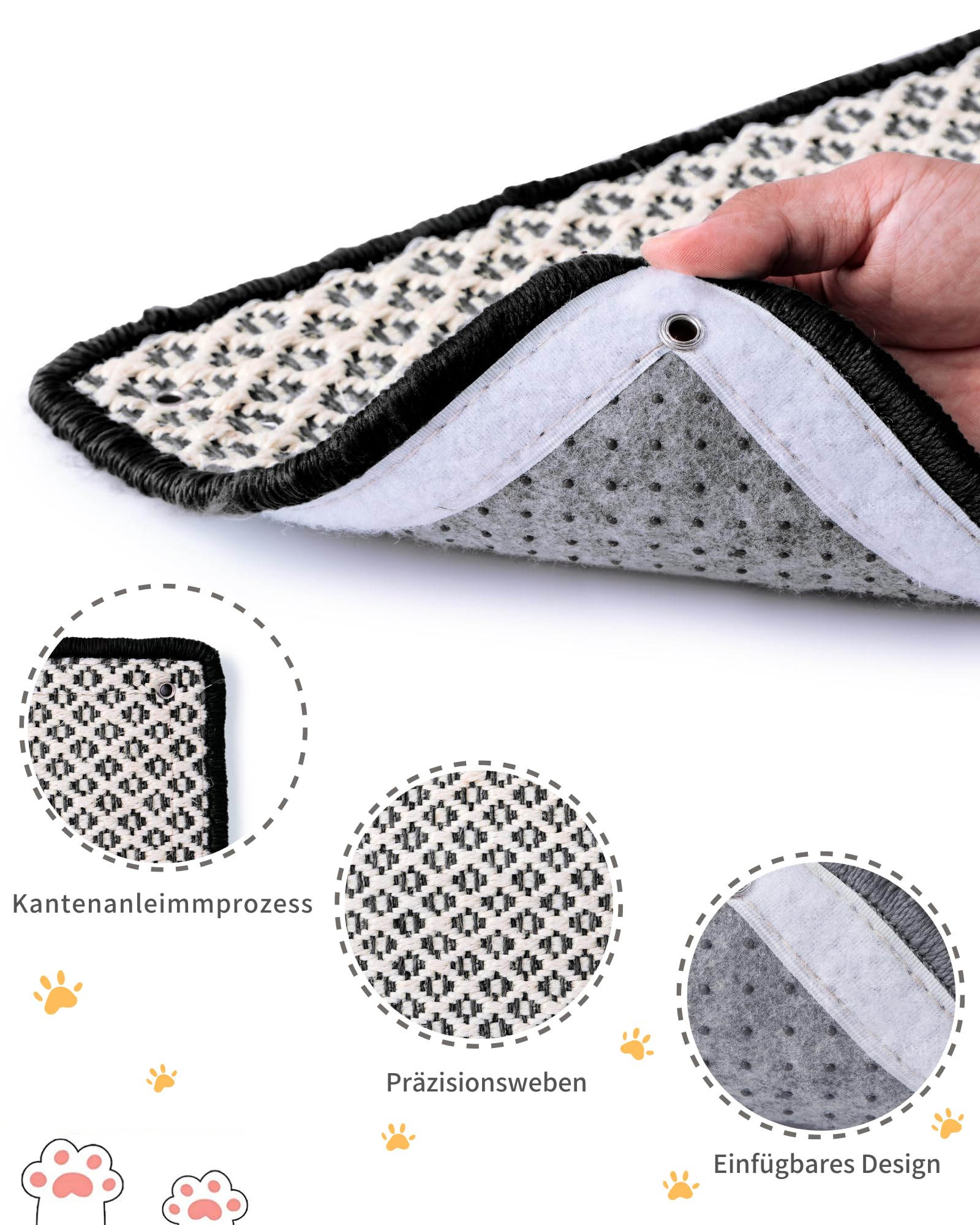 2 Stück Kratzmatte aus Sisal, Kratzmatte für Katzen, mit Klebeband, Katzenkratzmatte, Teppich zum Schutz der Wand, 60 × 25 cm (Braun)