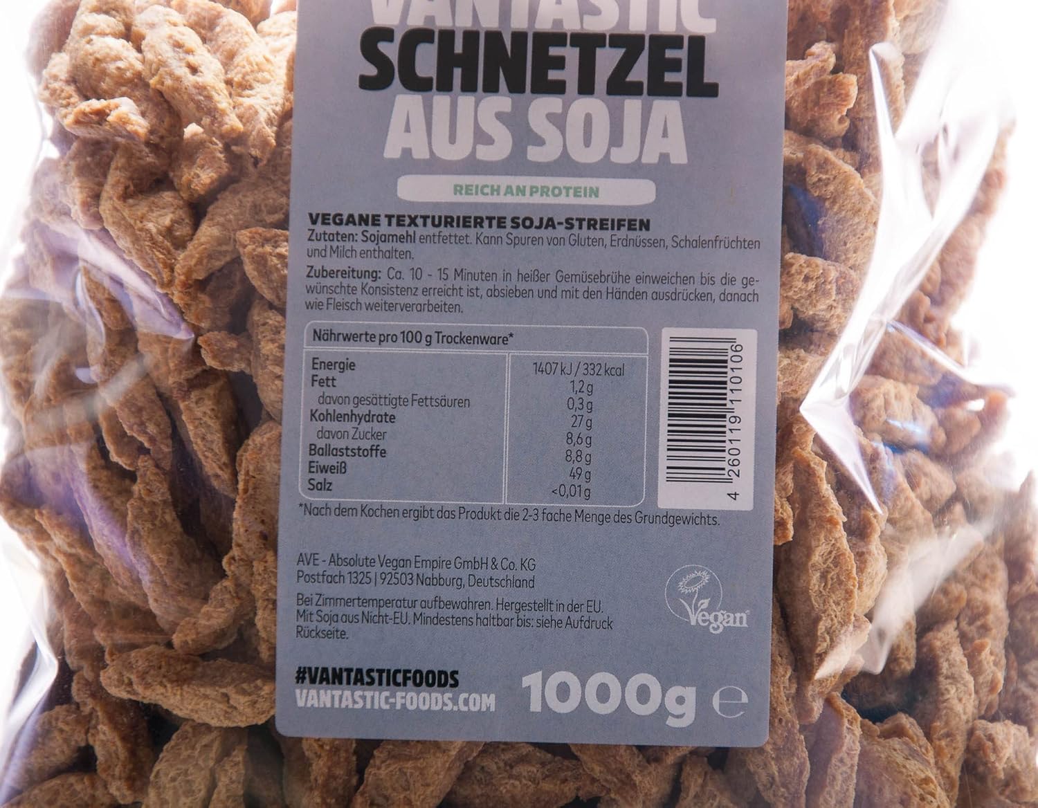 Vantastic Foods Soja Schnetzel Fleischersatz Sojafleisch, 1kg