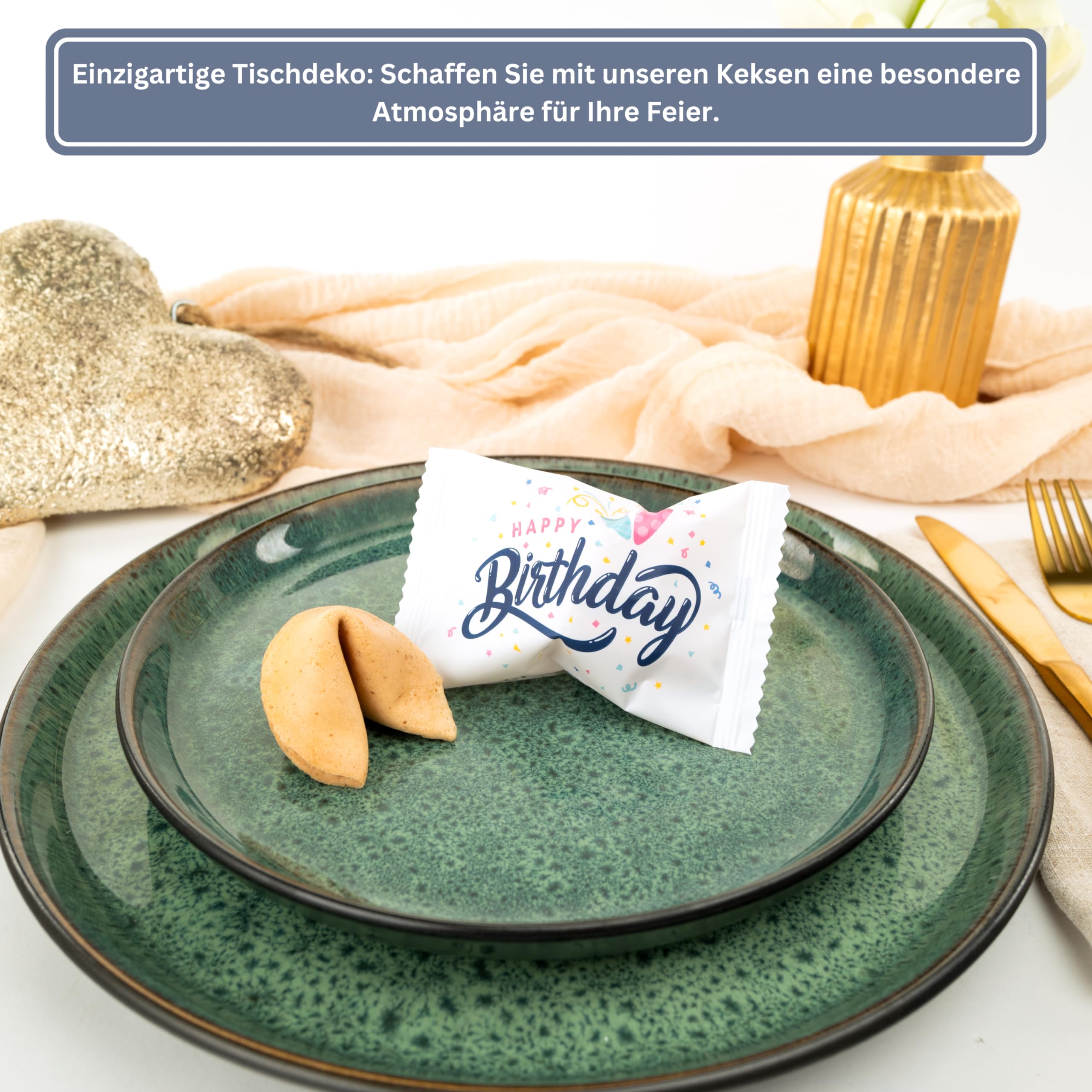 Lucky Treats Glückskekse - 25 Stück - Schön, dass du da bist - Gastgeschenke Hochzeit Deko - Sprüche auf Deutsch & Englisch - regional hergestellt