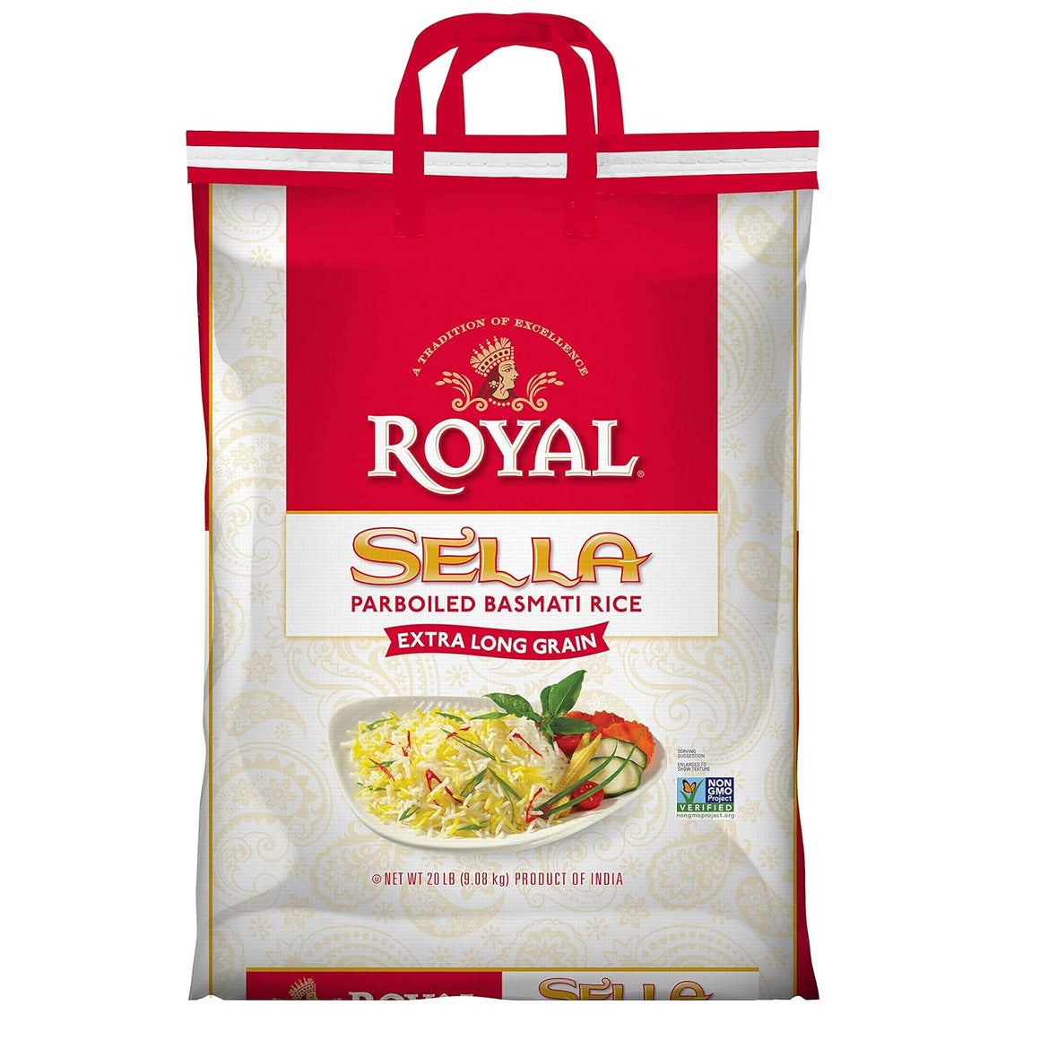 Royal Chef's Secret Sella Basmati Rice - Authentic Extra Long Grain Parboiled Basmati White Rice - 20 lb Bag