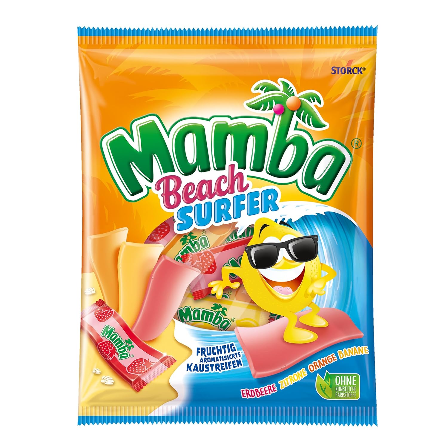 Mamba Beach Mix – 1 x 160g – Fruchtige Kaubonbons mit Mamba Beach Surfer, Mamba Beach Sticks & Mamba Beach Bites – Fruchtgummi Mix einzeln verpackt