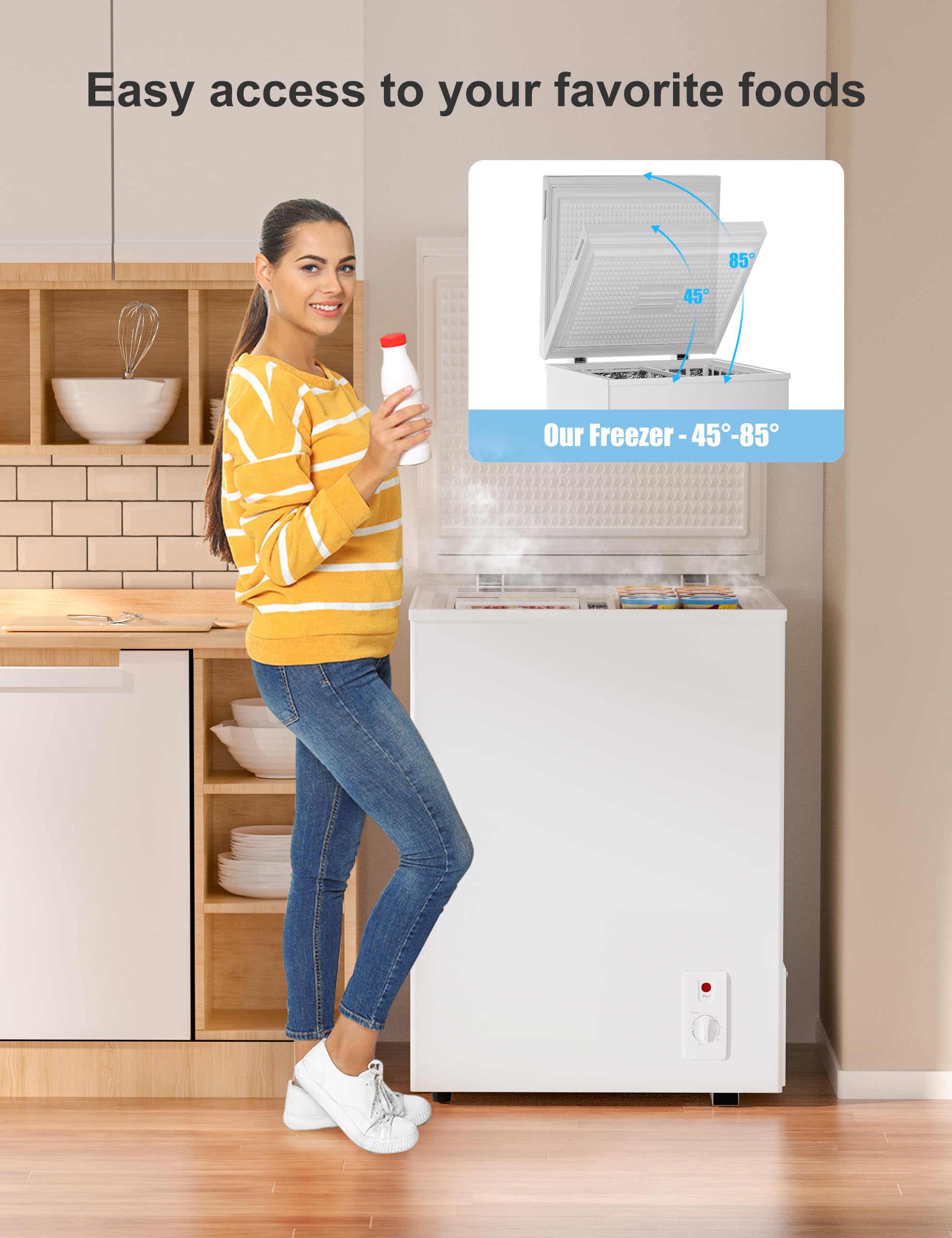 7.0 Cu Ft Chest Freezer - Energy Saving Quiet Top Open Door Mini Freezer Adjustable 6 Thermostat - Compact Small Deep Freezer w/Removable Basket and Defrost Water Drain for Home/Apartment/Garage