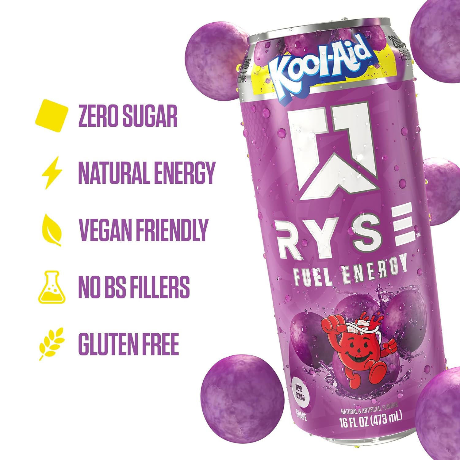 RYSE Fuel Energy Drink - Variety Pack - Sugar Free, Gluten Free & Vegan - 200mg Natural Caffeine, Taurine & Choline for Focus & Energy - No Artificial Colors - 16 fl oz Cans (12-Pack)