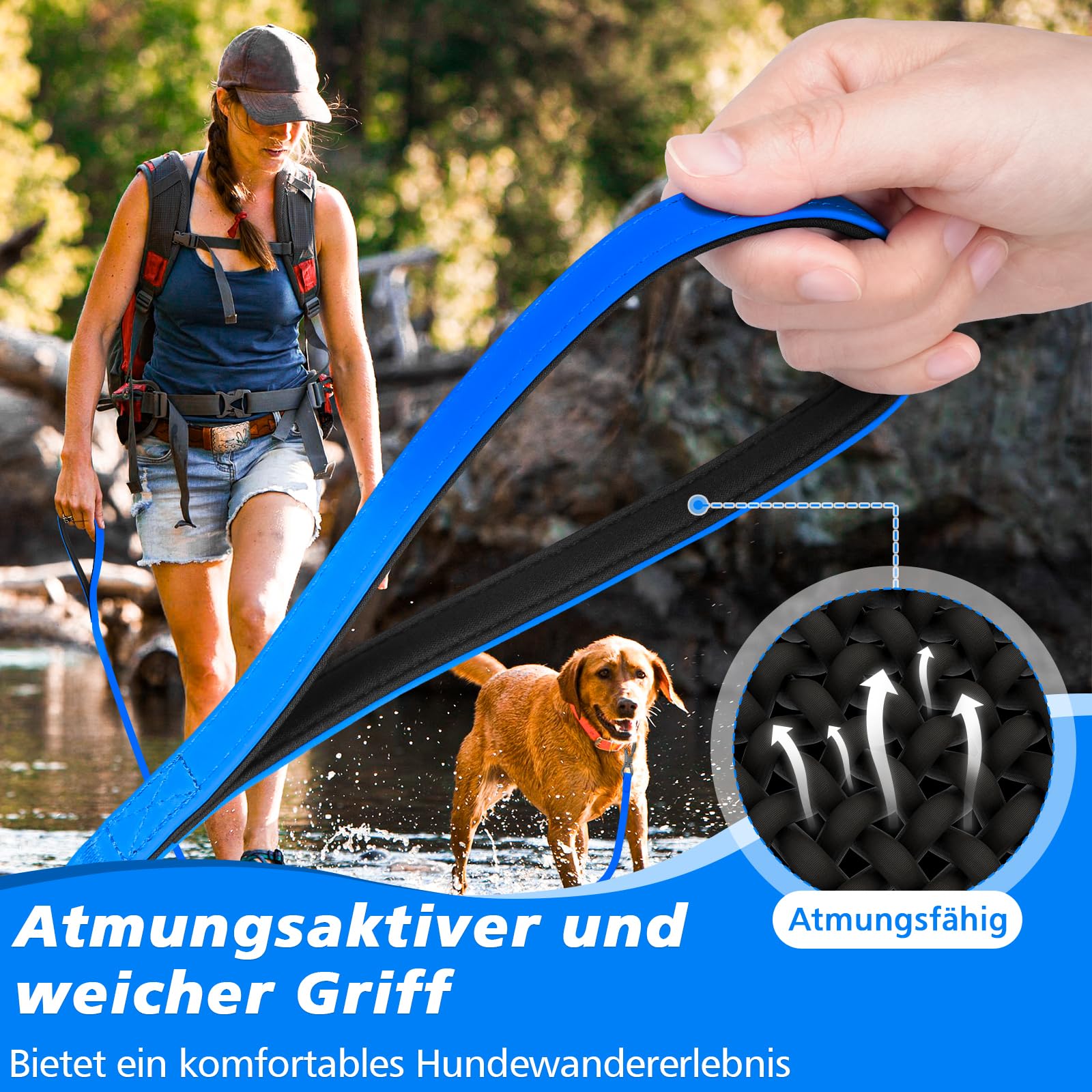 X XBEN Wasserdicht Schleppleine für Hunde,3M 5M 10M 15M 20M 30M Gummierte Schleppleine mit Abschließbarer Karabine,Wasserfest Hundeleine Laufleine für Große bis Kleine Hunde,Robuste Trainingsleine