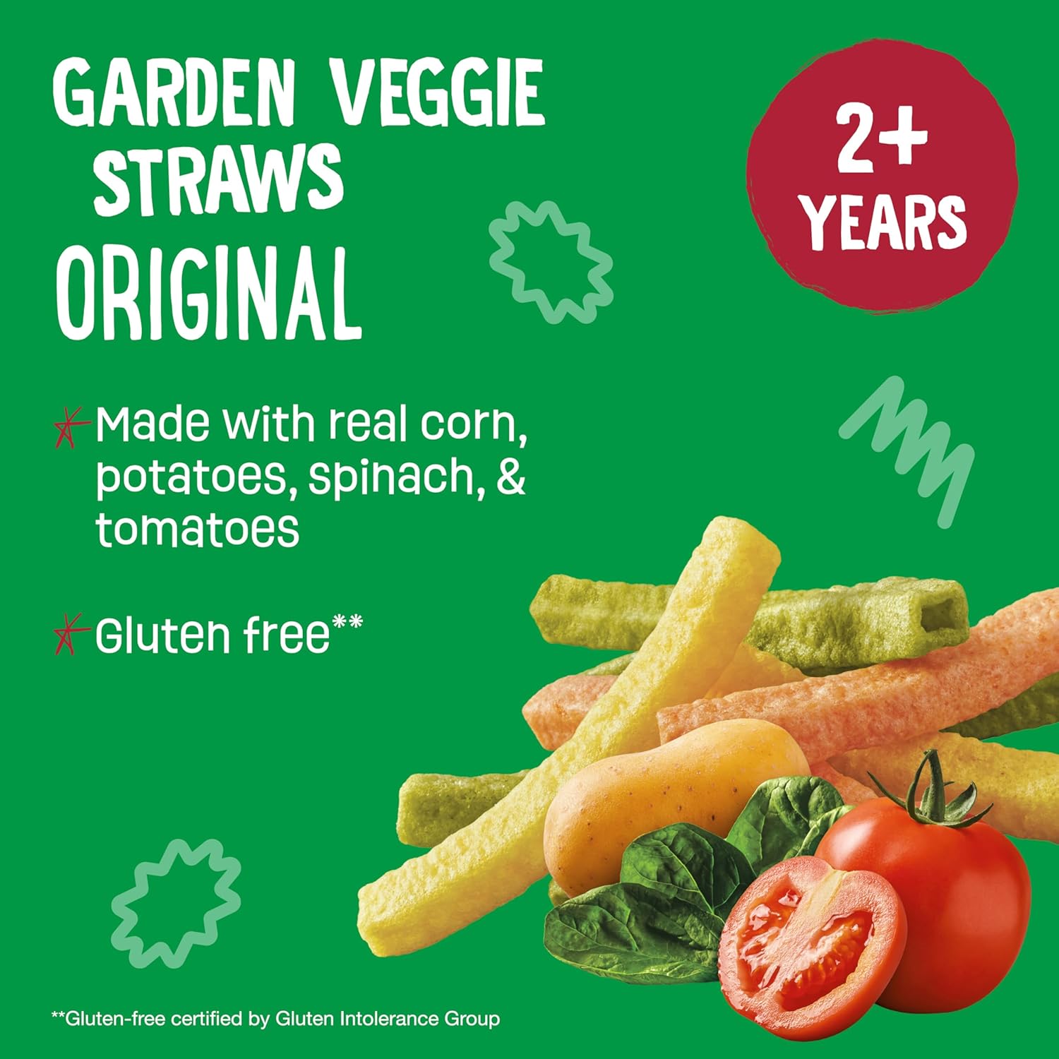 Earth's Best Organic Kids Snacks, Sesame Street Toddler Snacks, Organic Garden Veggie Straws for Toddlers 2 Years and Older, Original, Multipack, .5 oz Bags, 12 Count