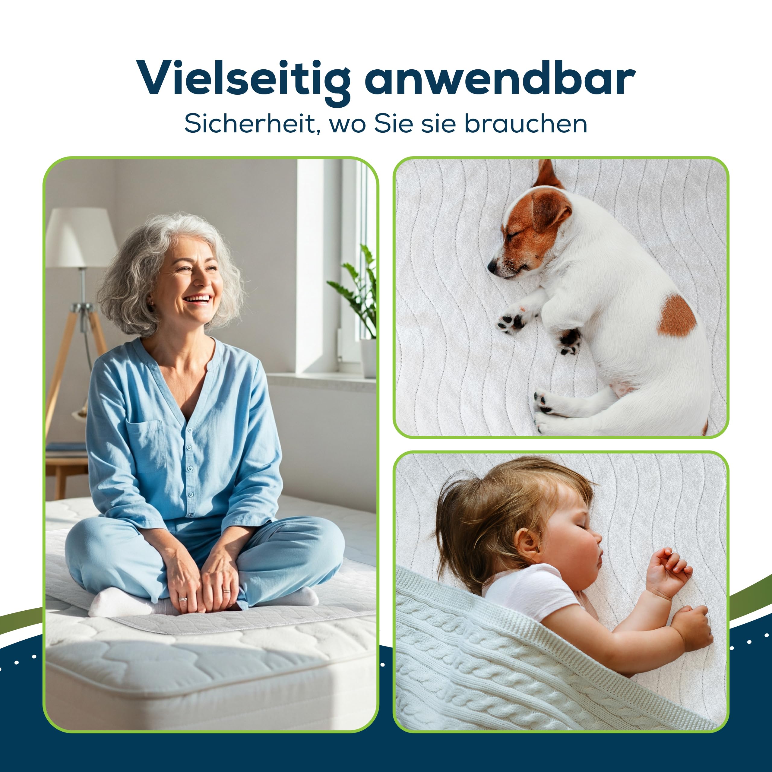 Sensalou Inkontinenzauflage 90x160 cm wasserdichte Bett Inkontinenzunterlage waschbar, atmungsaktiv