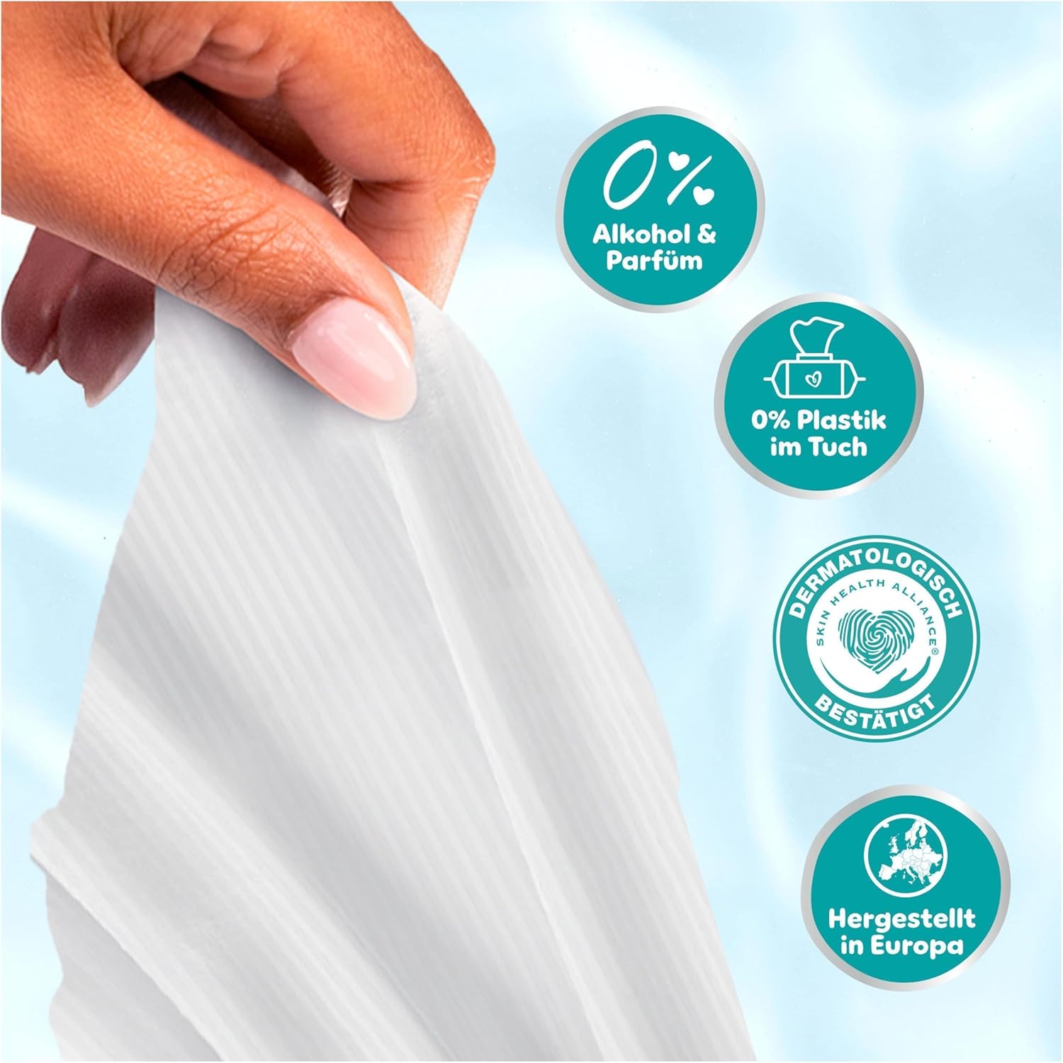 Pampers 99% Water Baby-Feuchttücher, 18 Packungen mit 60 Feuchttüchern = 1080 Baby-Feuchttücher, leichte Lotion mit 99% Wasser