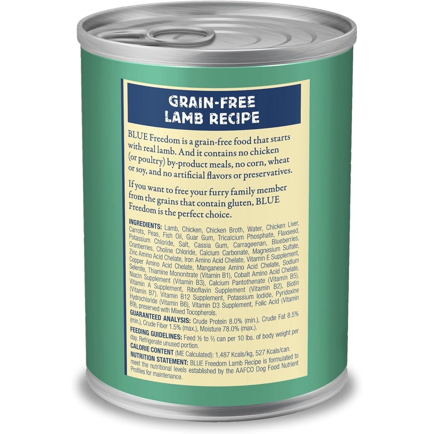Blue Buffalo Freedom Grain-Free Wet Dog Food, Free of Glutens & Artificial Preservatives, Made with Natural Ingredients, Lamb Recipe, 12.5-oz. Cans (12 Count)
