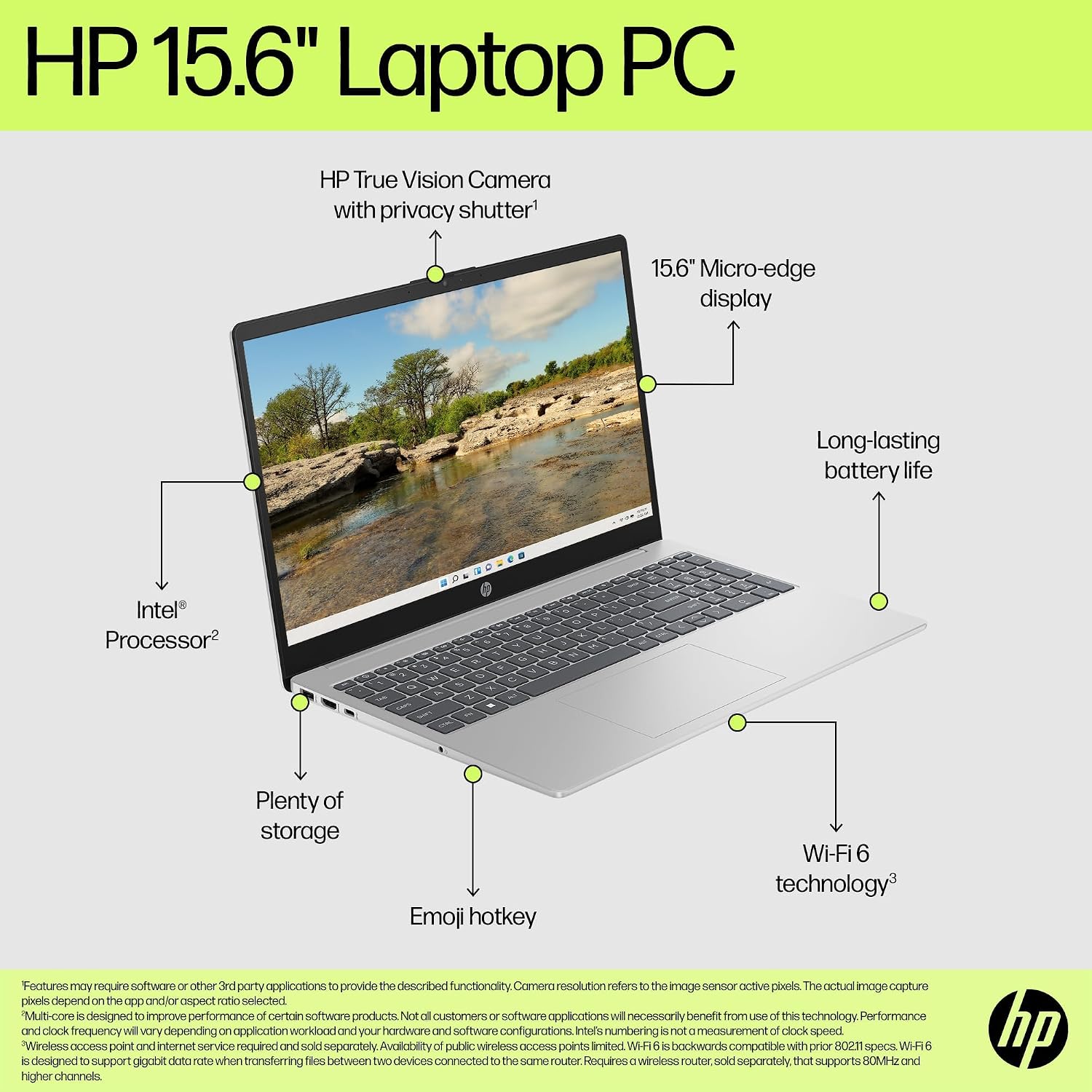 HP 15.6" FHD Laptop 2026 Edition with Copilot AI, 8GB RAM, 256GB SSD, Intel Processor, Long Battery Life, Lightweight 3.64 lbs, Microsoft 365, Windows 11 for Students & Office