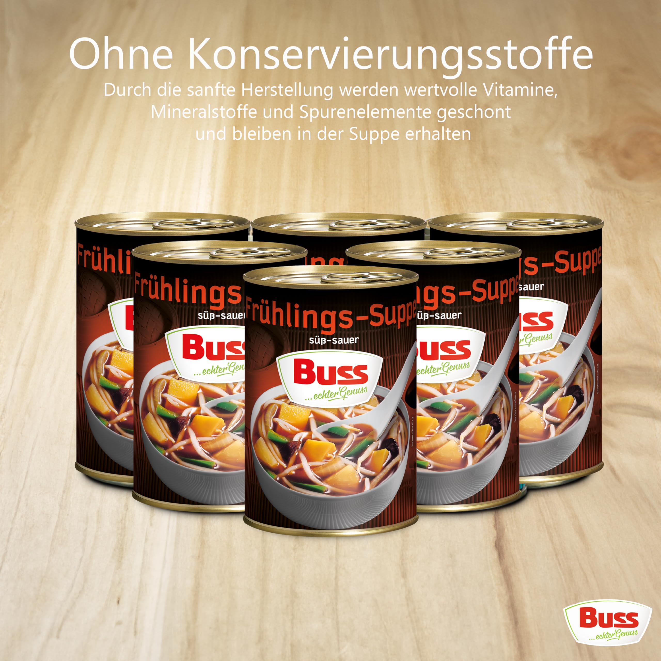Buss Asia Suppen - Bihunsuppe Original nach indonesischer Art - Milde Asia Suppe mit Paprika, Hühnerfleisch und Glasnudeln - Schnelle Fertiggerichte zum Aufwärmen in Mikrowelle & Topf - 12 x 400g