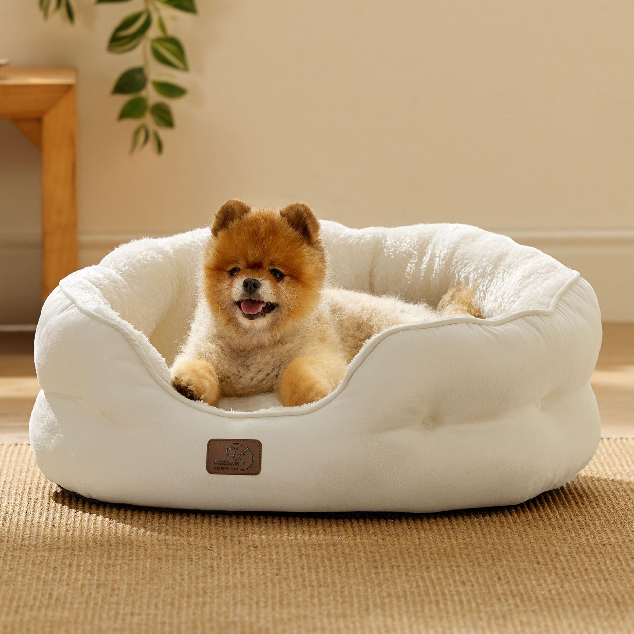 BEDSURE Katzenbett waschbar Katzen Bettchen - 51x48x15cm Katzenkorb mit Zweiseitig Innenkissen Katzenschlafplatz für Katzen oder kleine Hunde,Grau