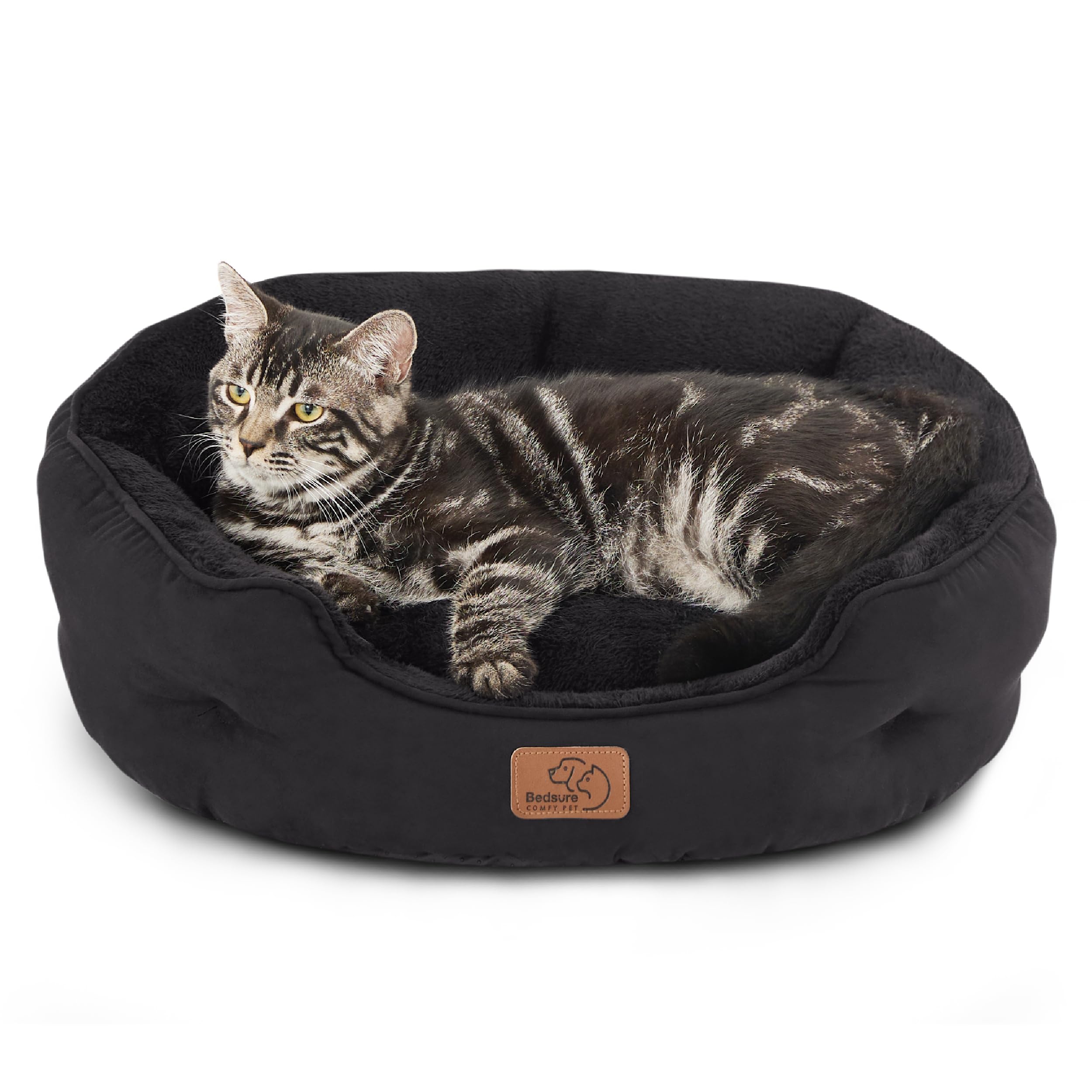 BEDSURE Katzenbett waschbar Katzen Bettchen - 51x48x15cm Katzenkorb mit Zweiseitig Innenkissen Katzenschlafplatz für Katzen oder kleine Hunde,Grau