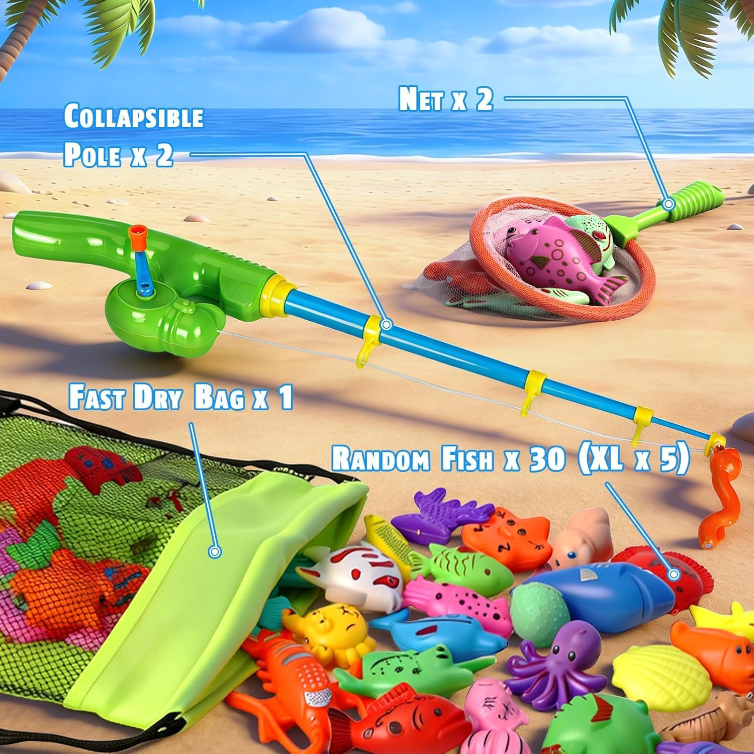 30 Pcs. Angelspiel Magnetisch Wasserspielzeug Kinder Outdoor Pool Spielzeug Kinder ab 3 4 5 Jahre Badewannenspielzeug Badespielzeug Gartenspielzeug für Kinderpool/Planschbecken/Strand