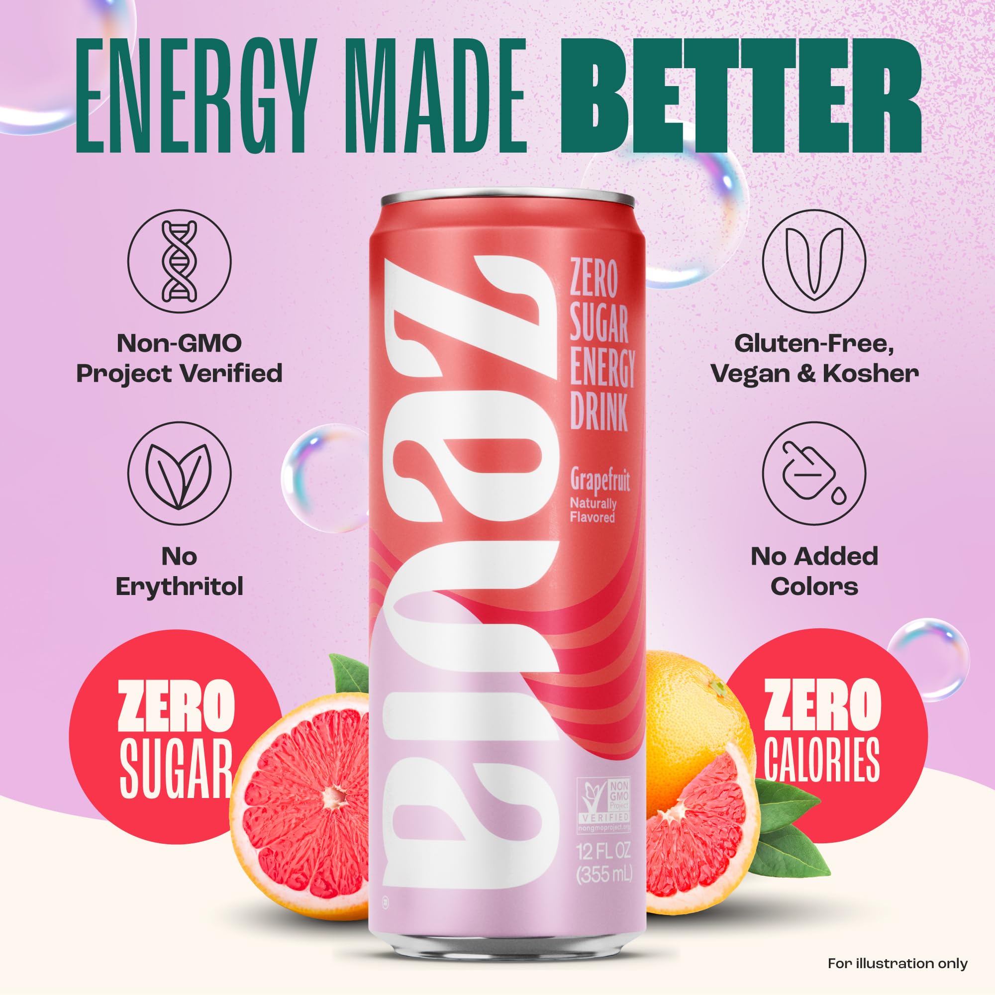 Zevia Zero Sugar Energy Drink, Classic Variety Pack, 12 oz Cans (12-Pack) – Naturally Sweetened, Non-GMO Project Verified, Gluten-Free, Vegan