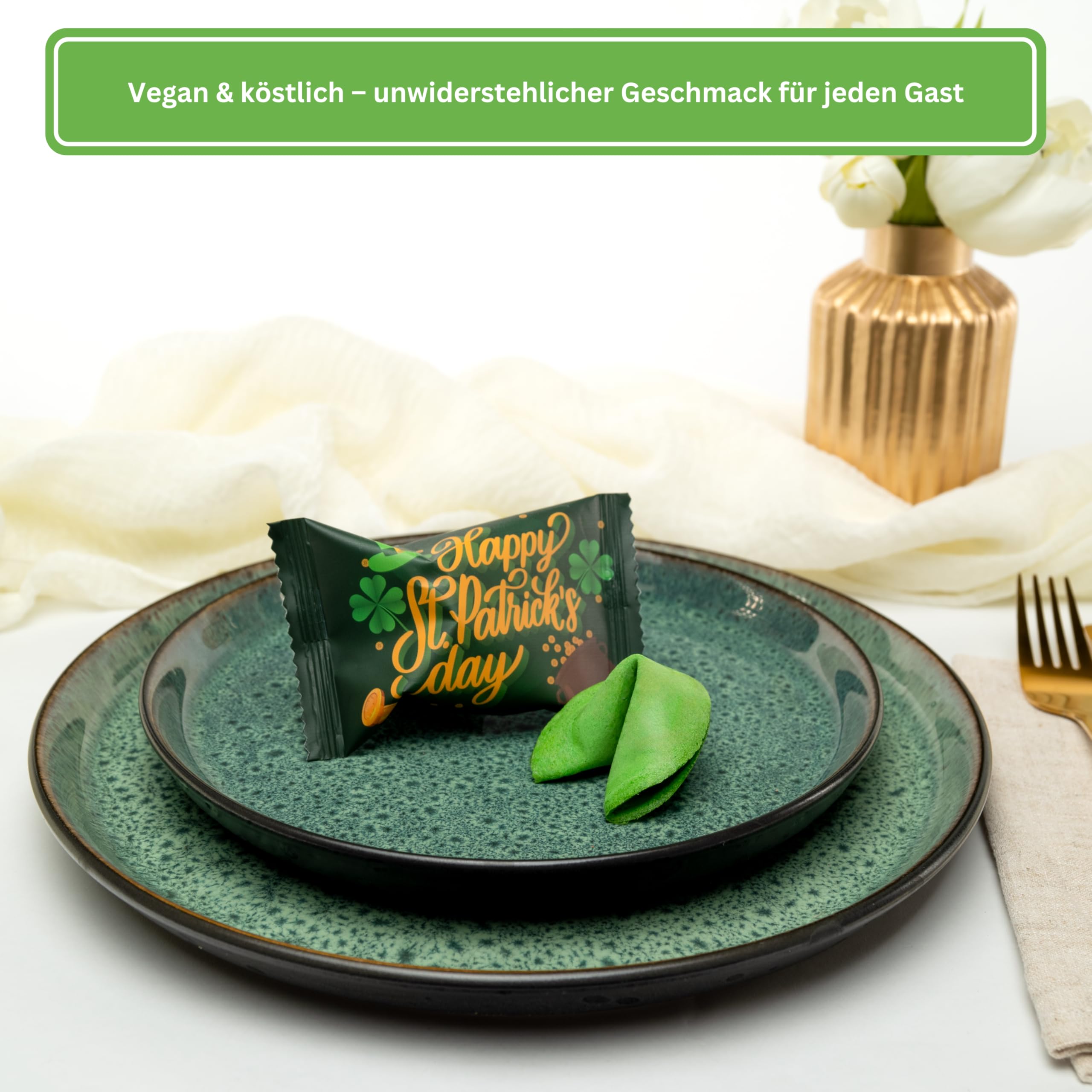 Lucky Treats Glückskekse - 25 Stück - Schön, dass du da bist - Gastgeschenke Hochzeit Deko - Sprüche auf Deutsch & Englisch - regional hergestellt