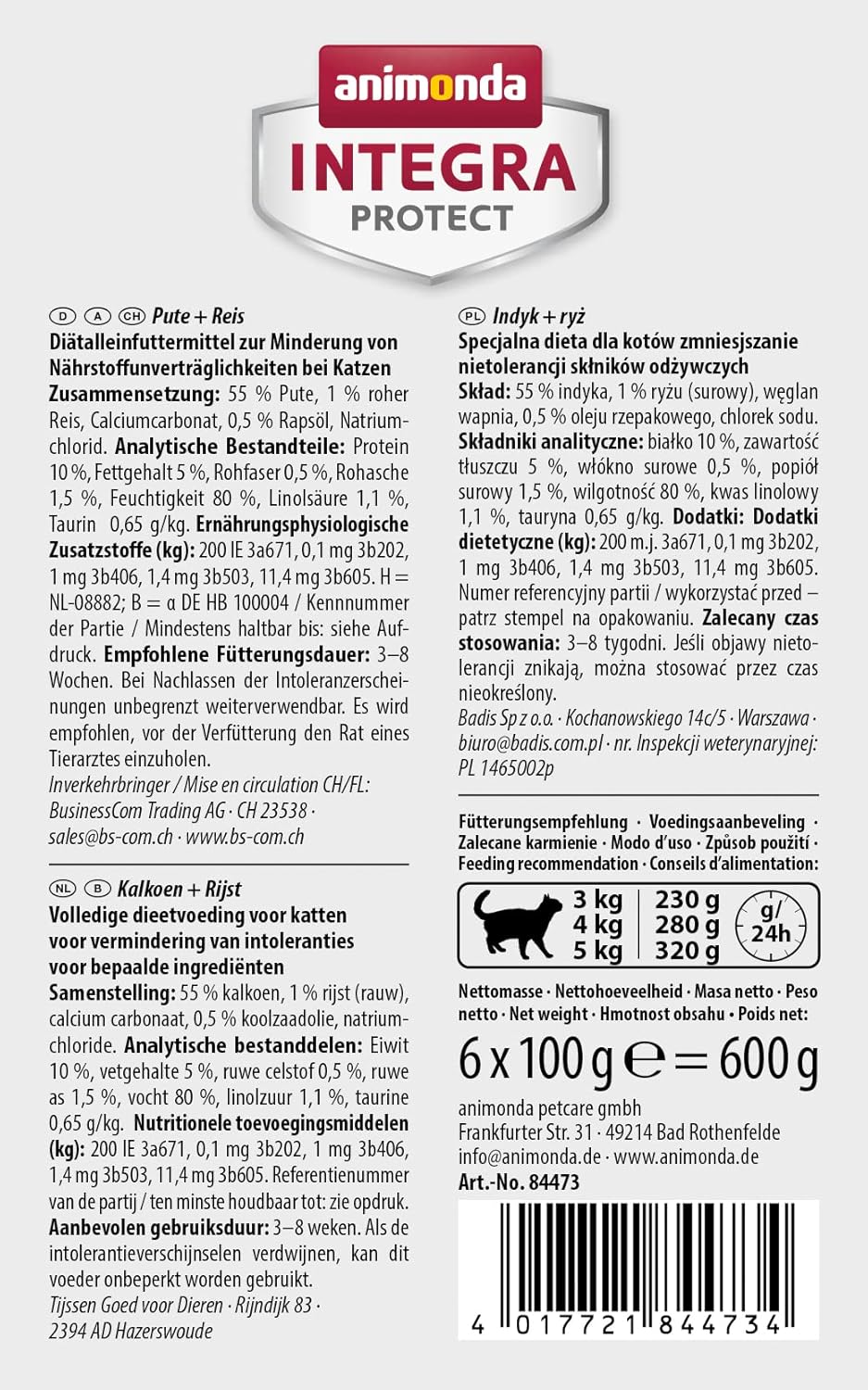 animonda INTEGRA PROTECT Sensitive Huhn Pur (16 x 100 g), Katzen Diätfutter bei Futtermittelallergie, sensitives Katzenfutter für allergische Katzen, Katzennassfutter ohne Getreide