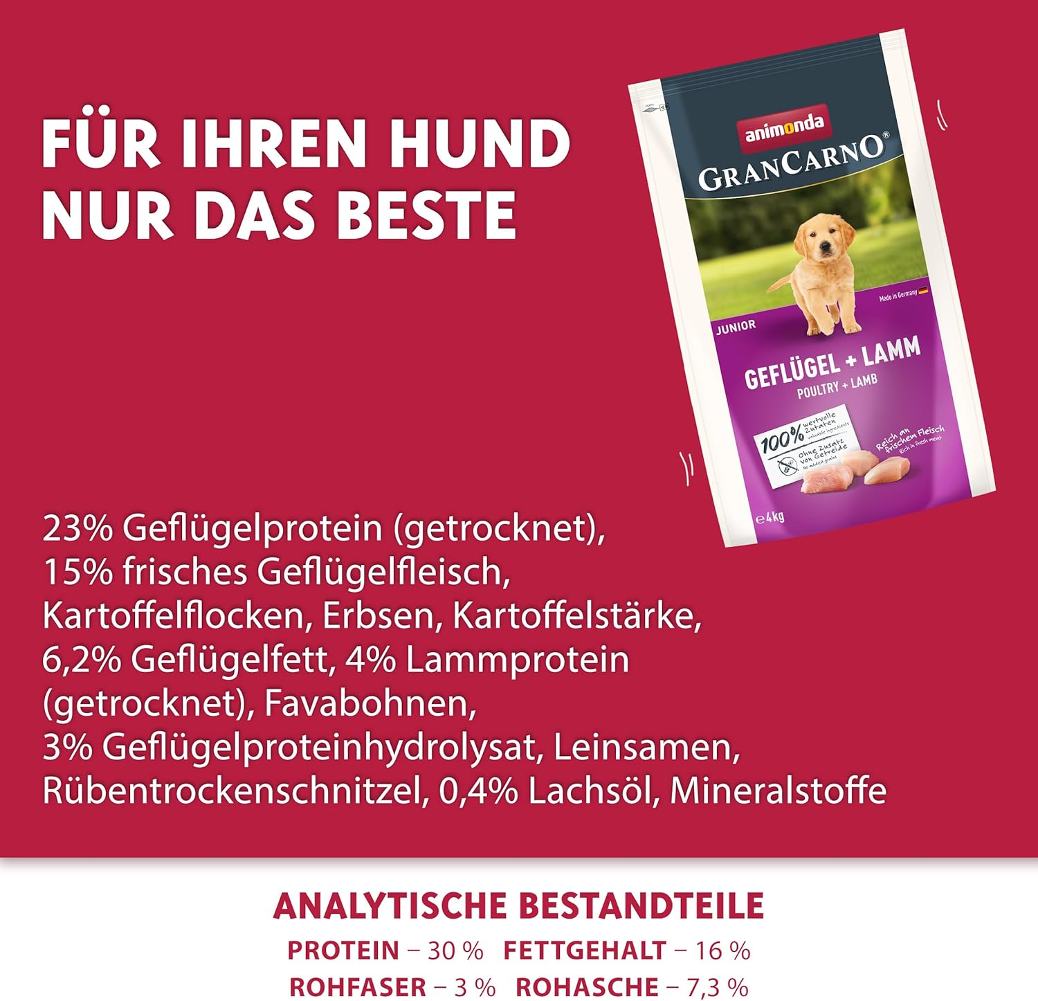 animonda GranCarno Adult Deftige Variation (6 x 800 g), Hundenassfutter für ausgewachsene Tiere, Nassfutter für Hunde mit 100% frischen, fleischlichen Zutaten, Hundefutter ohne Getreide