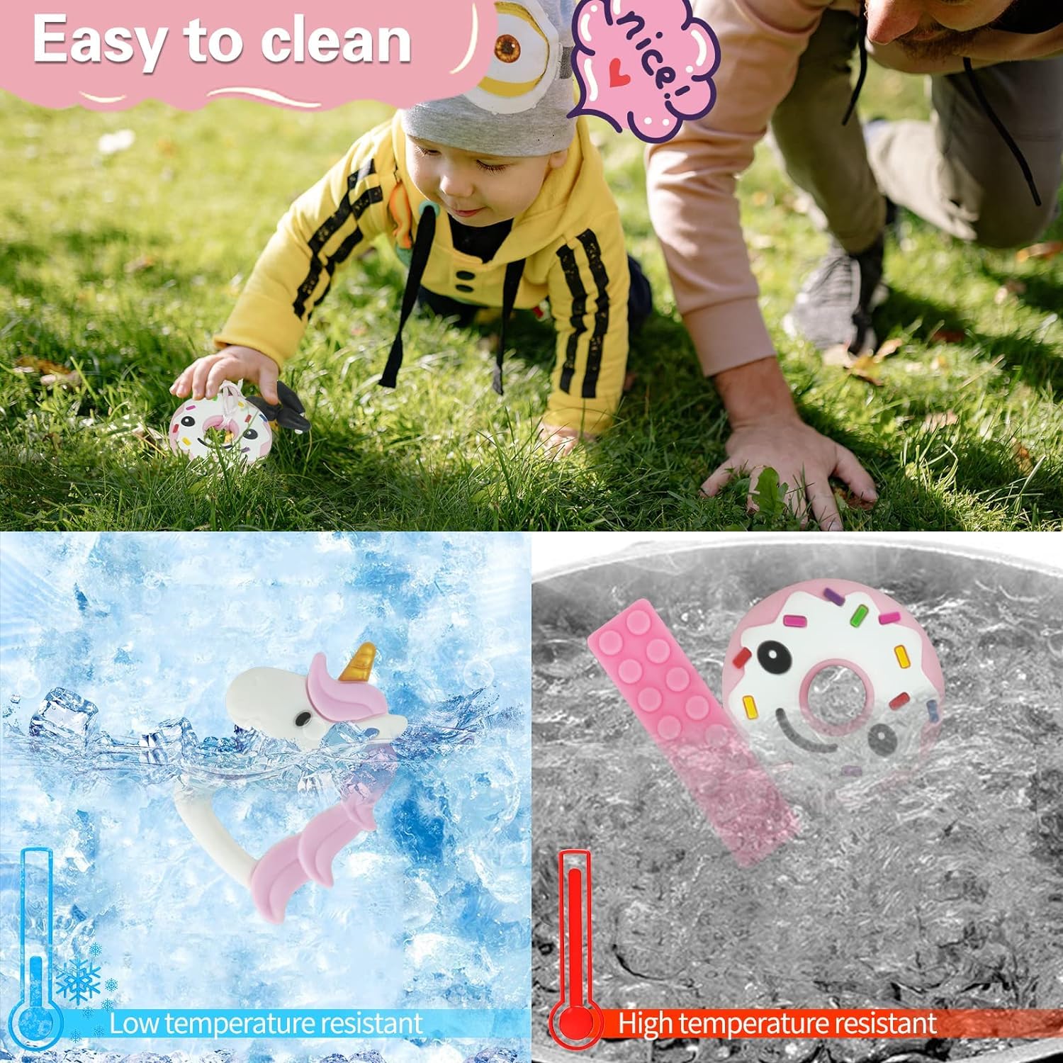 Kaukette für Kinder, 6 Stück Sensory Kauen Halskette, Silikon Beißring für Baby, Autismus Spielzeug für Jungen und Mädchen, Perfekt für Kinder mit ADHS, Zahnen, Beißende, Fingernägel Kauen (Blau)