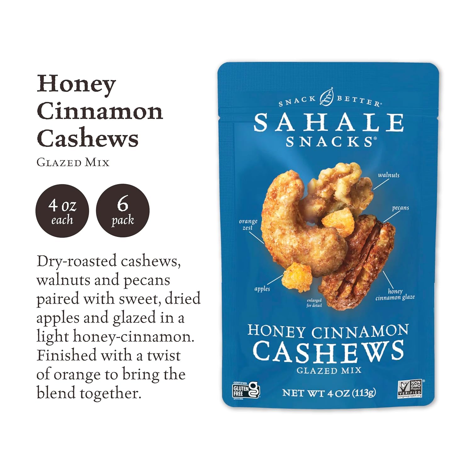 Sahale Snacks Glazed Mix Nut Blend Variety Pack, 1.5 Oz Grab & Go Bags (12 Total Packs) - Four Different Dry-Roasted Deluxe Mixed Nuts Blends Included - Non-GMO Kosher & Certified Gluten-Free Snacks
