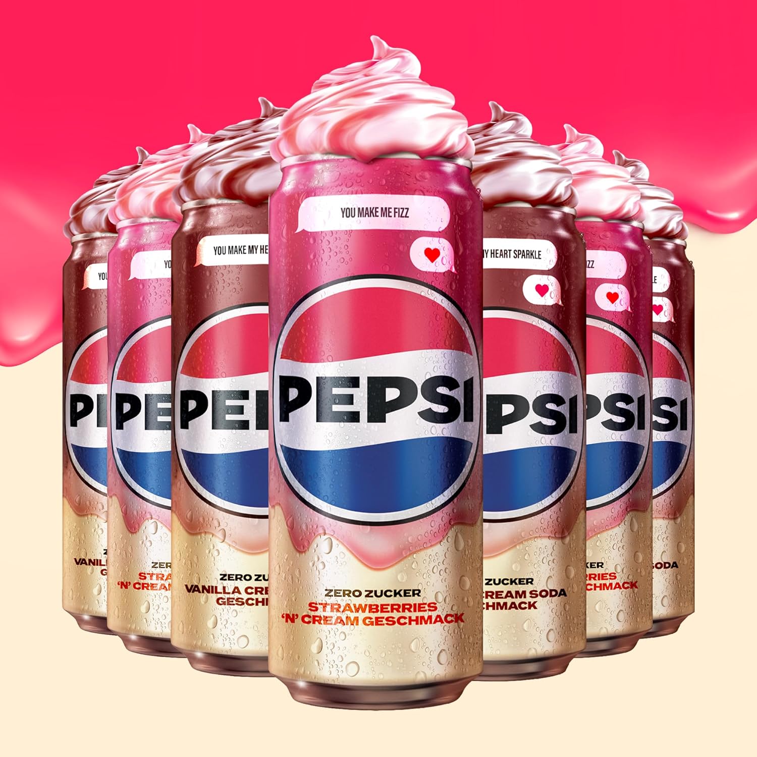 Pepsi Zero Zucker Vanilla Cream Soda Geschmack in der Dose, Einweg (24 x 0,33l)