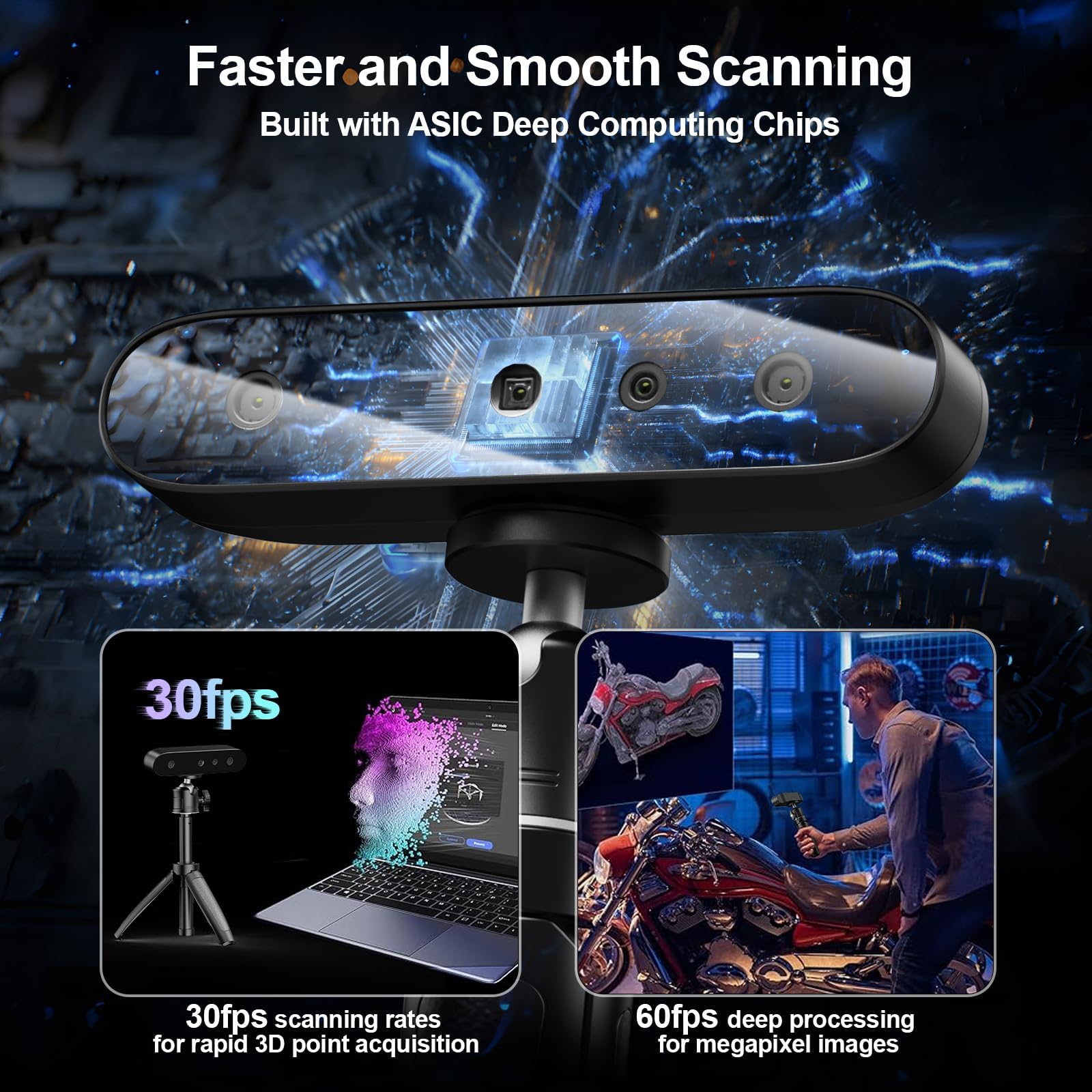 Creality CR-Scan Ferret Pro 3D Scanner for 3D Printing, Upgrade Wireless Handheld Scanner with WiFi 6 Bridge, Anti-Shake Tracking, 30FPS Fast Full Color Scan, 0.1mm Accuracy for iOS/Android & PC